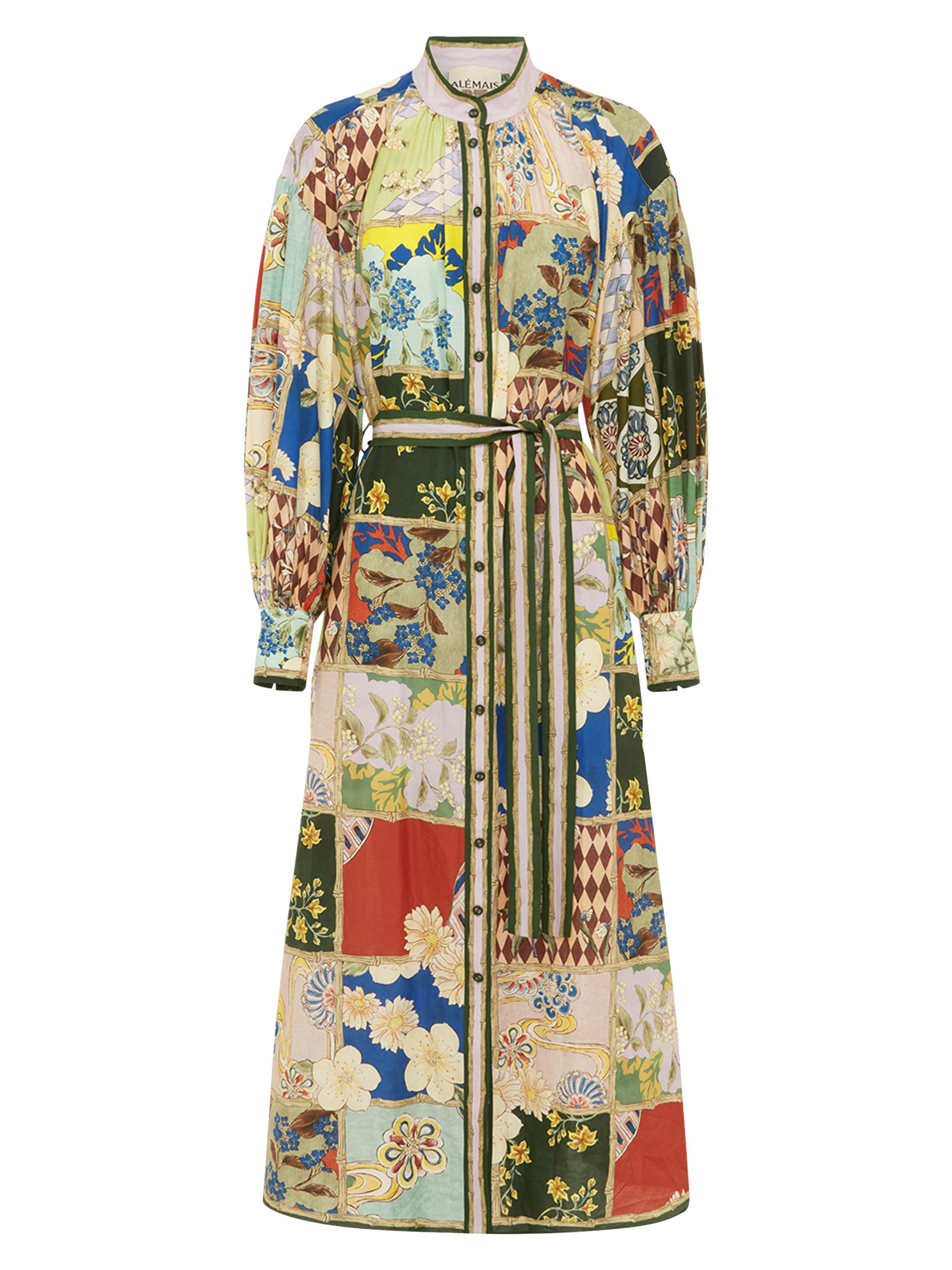 ALEMAIS Women's Bianca Patchwork Belted Shirtdress