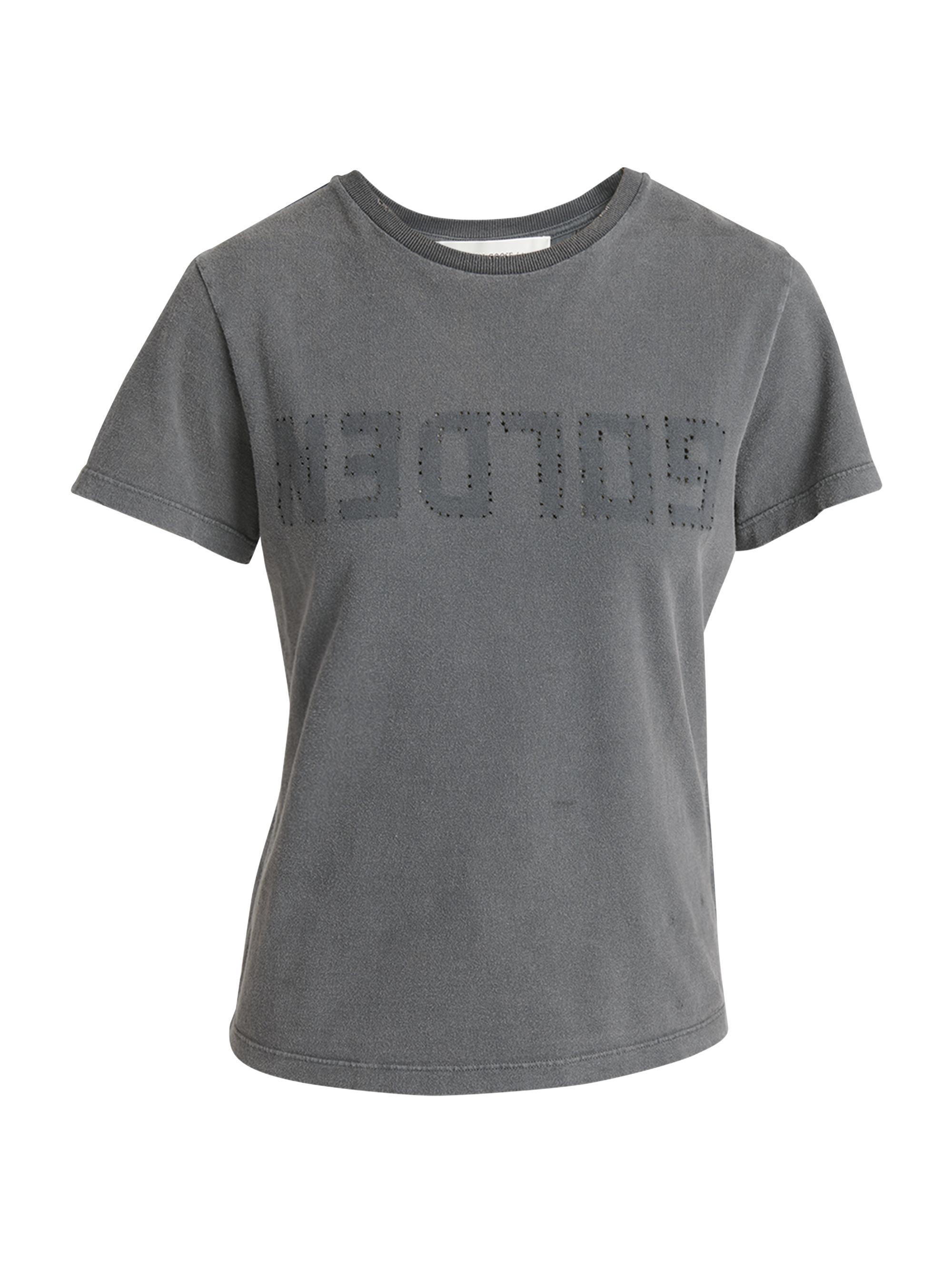 Golden Goose Women's Golden Distressed Crewneck Logo T-Shirt - Grey