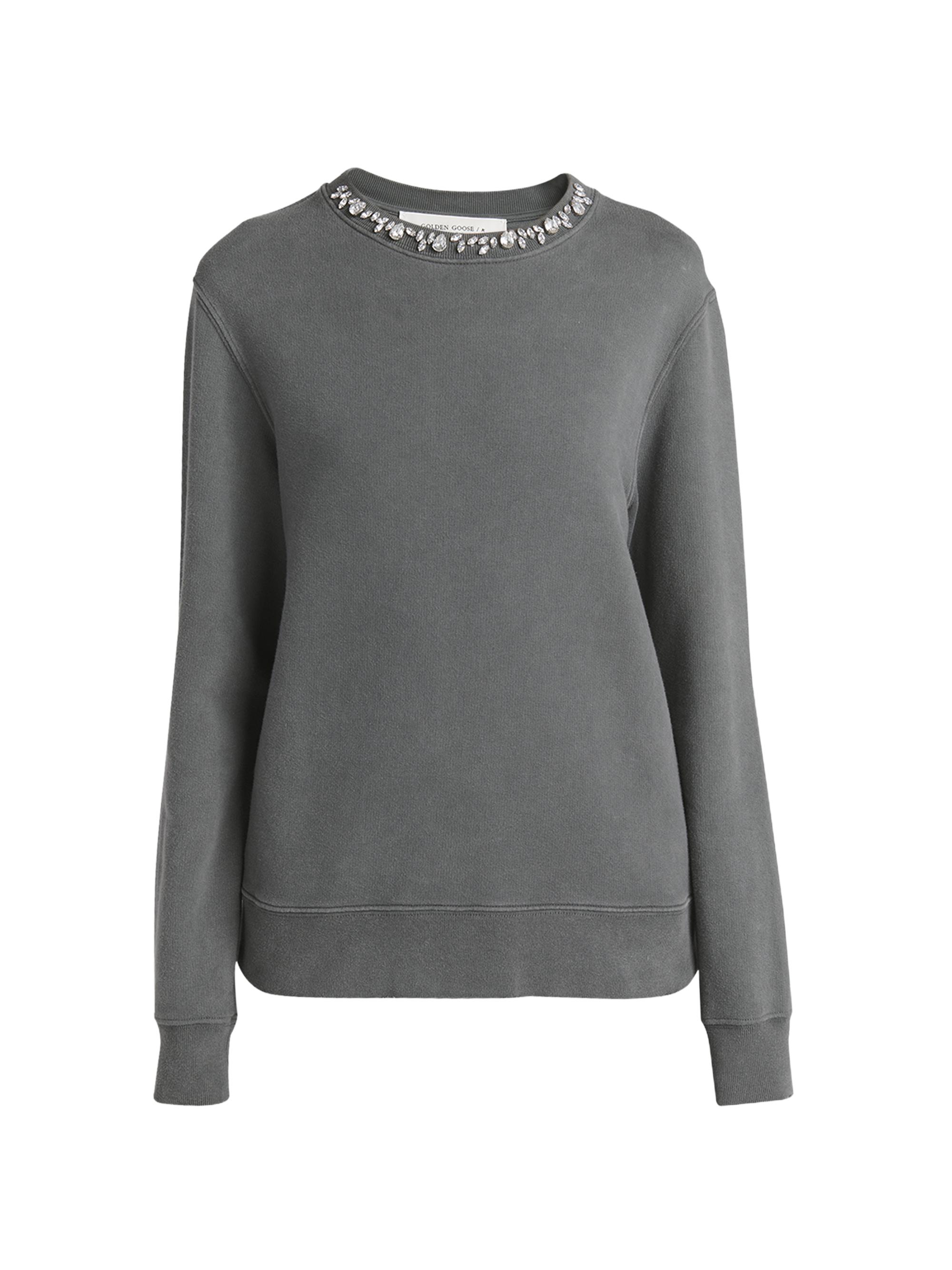 Golden Goose Women's Crystal-Embellished Distressed Crewneck Sweatshirt - Grey