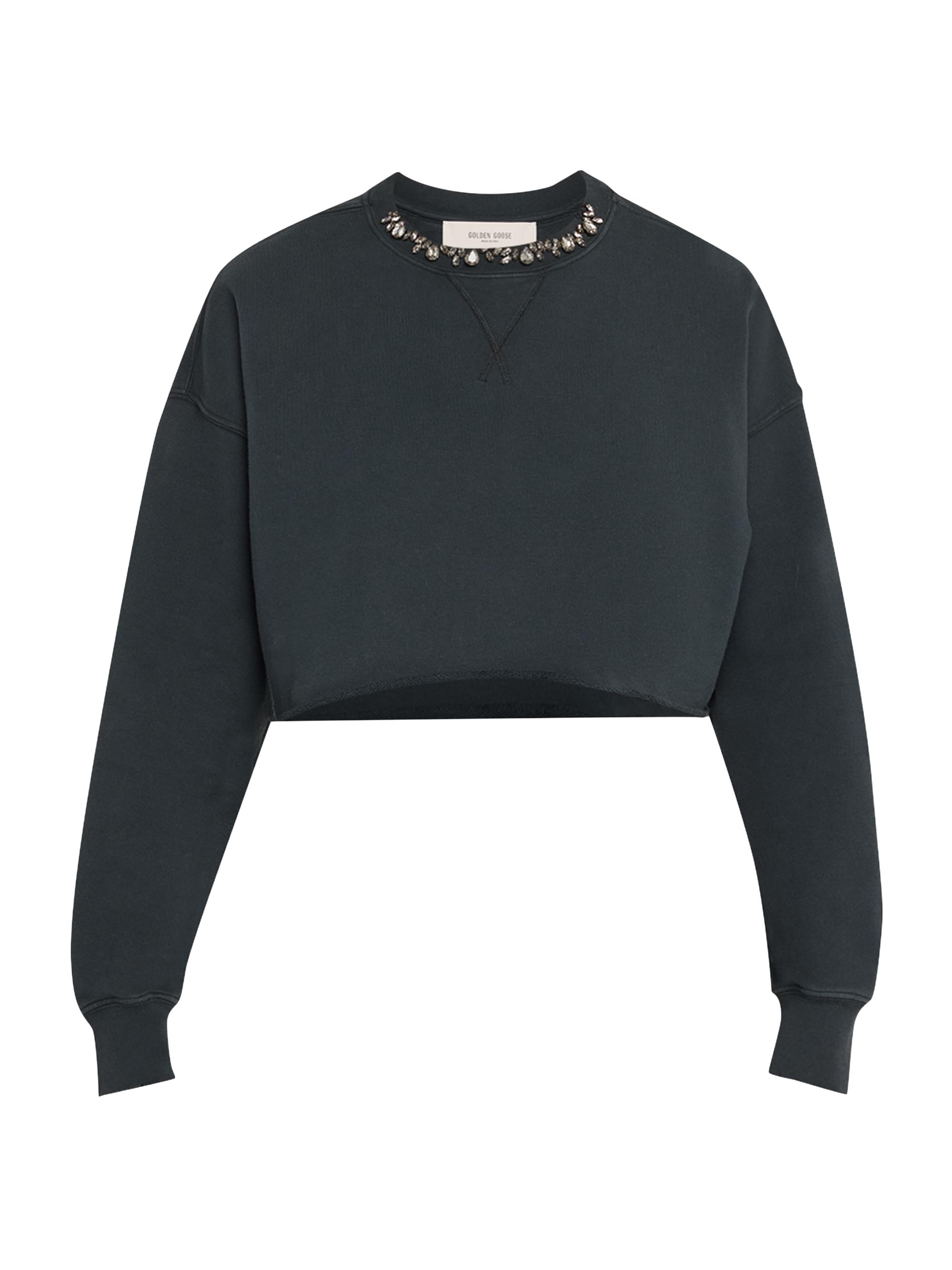 Golden Goose Women's Golden Jeweled Cropped Sweatshirt - Black