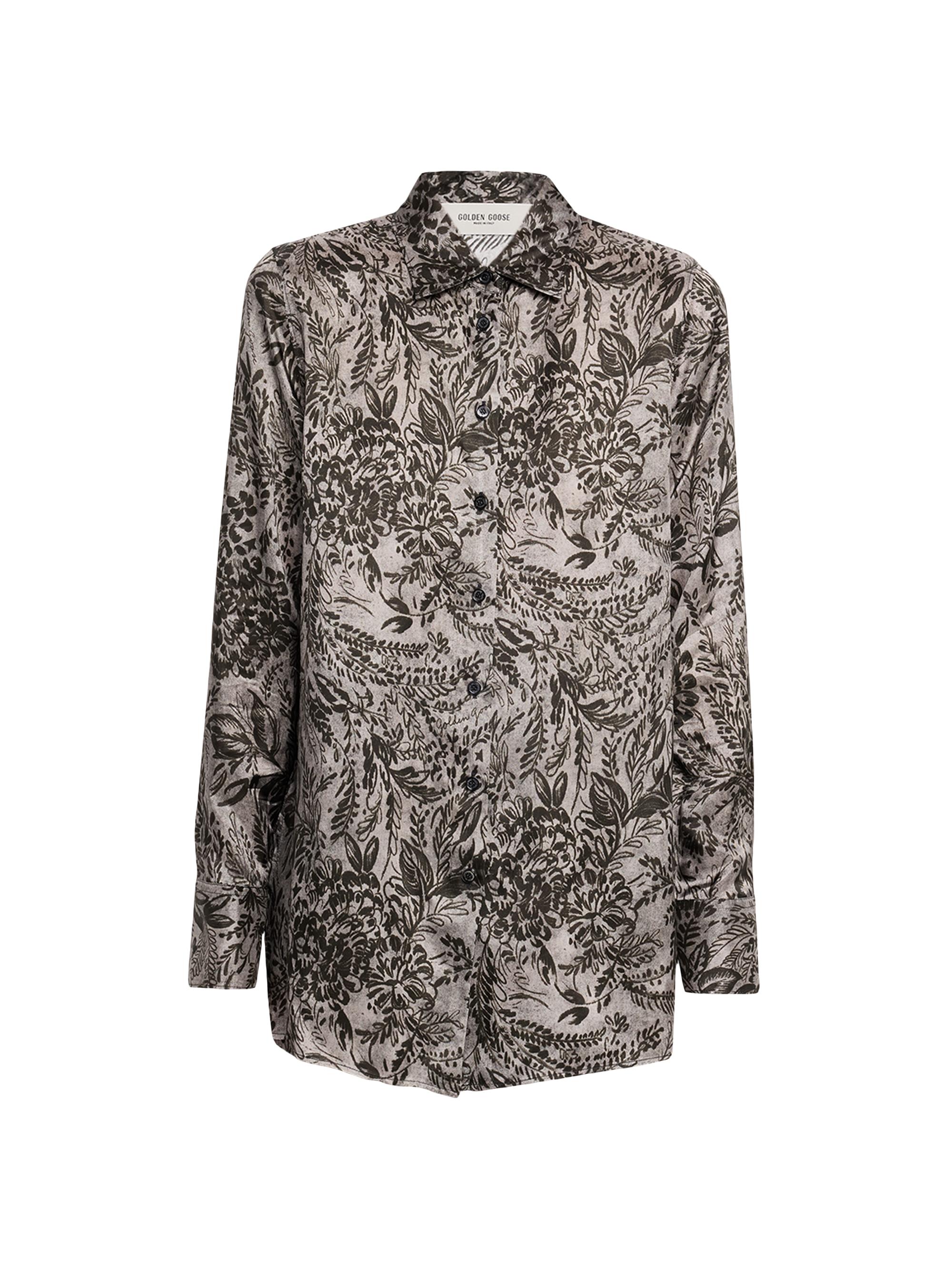Golden Goose Women's Golden Floral Twill Button-Front Shirt - Grey