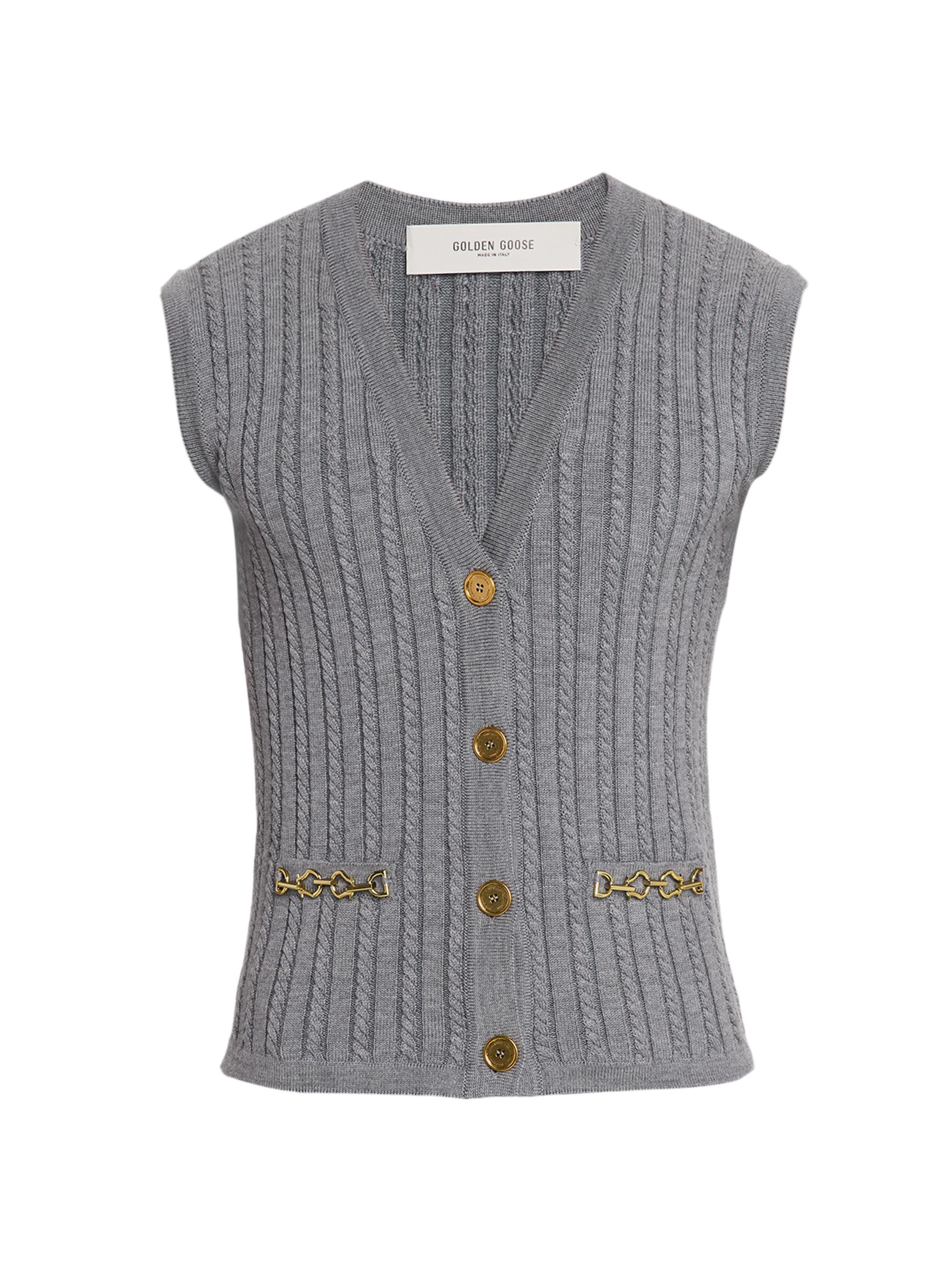 Golden Goose Men's Journey Cable-Knit Sweater Vest - Grey