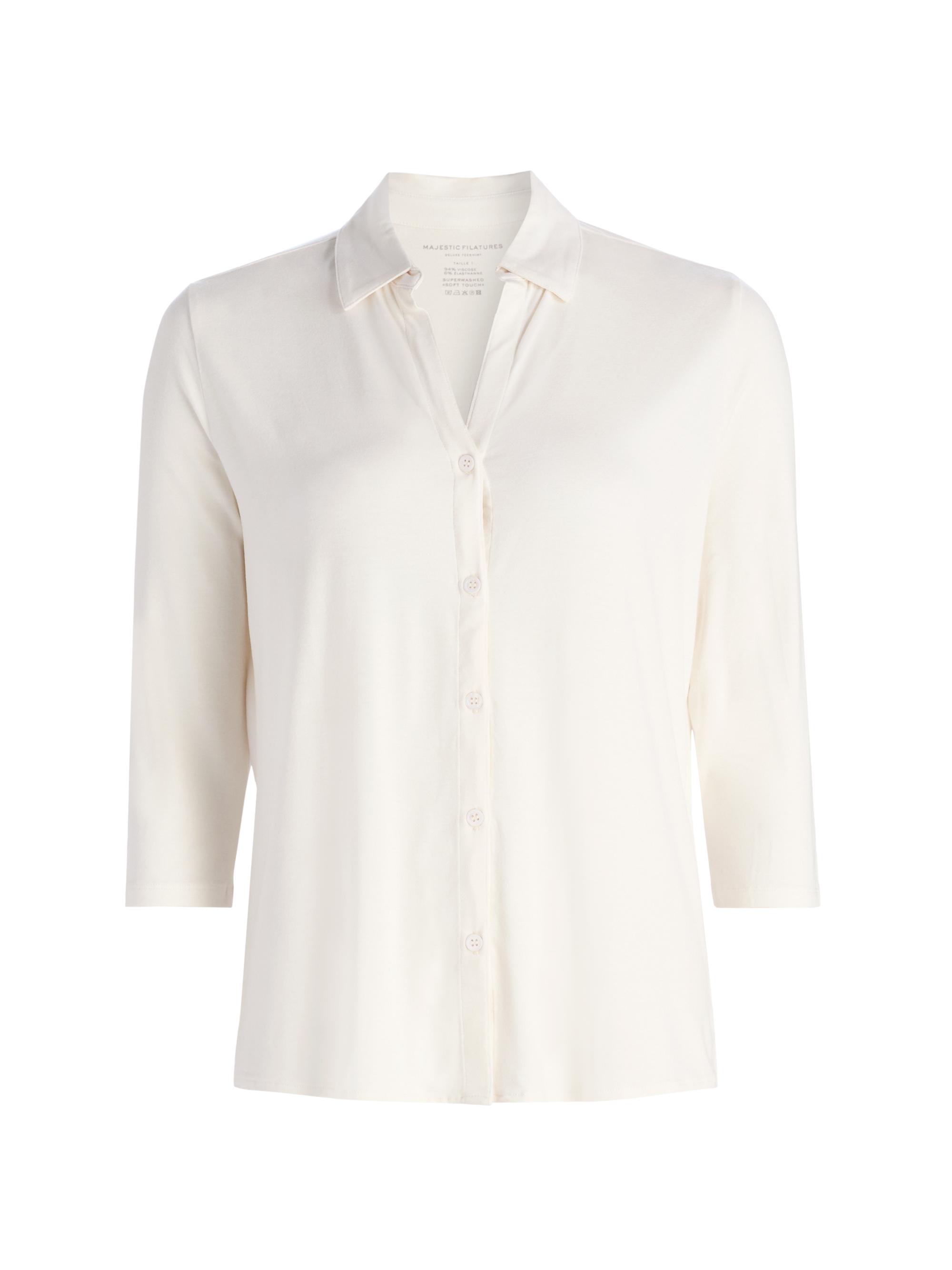 Majestic Filatures Women's Soft Touch Semi-Relaxed Shirt - Cream