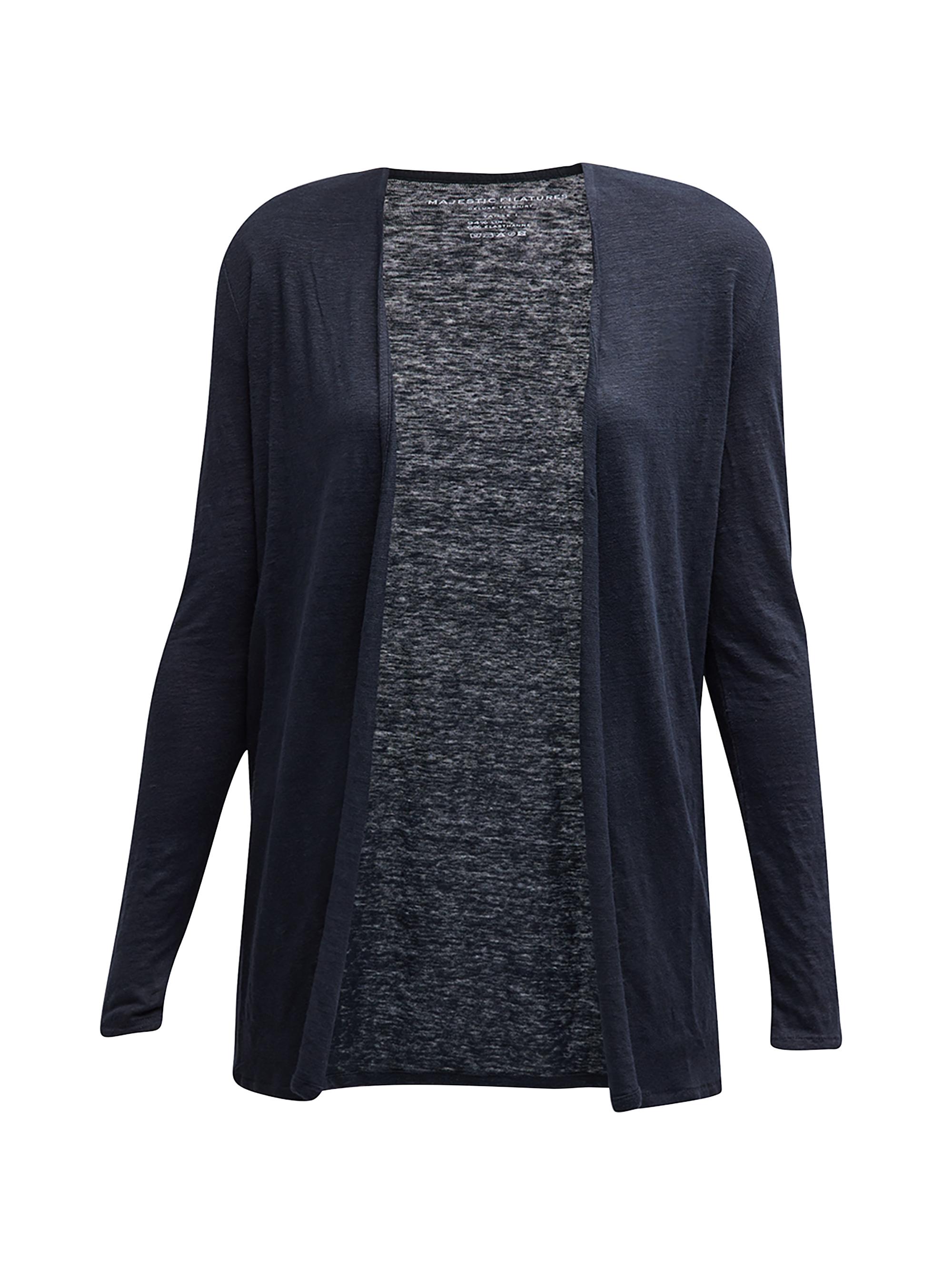 Majestic Filatures Women's Stretch Linen Open-Front Cardigan - Black