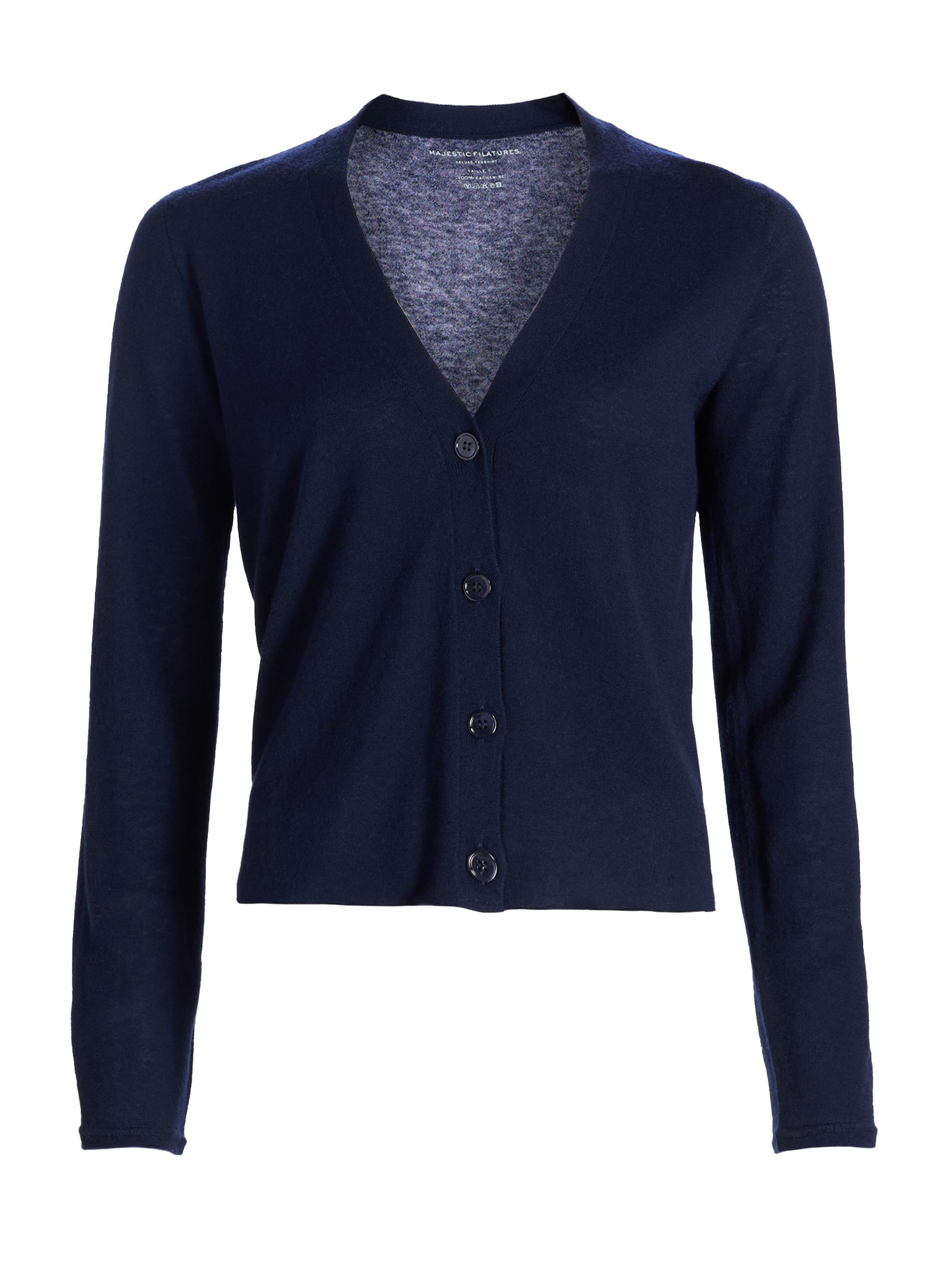 Majestic Filatures Women's Fitted V-Neck Cardigan - Marine