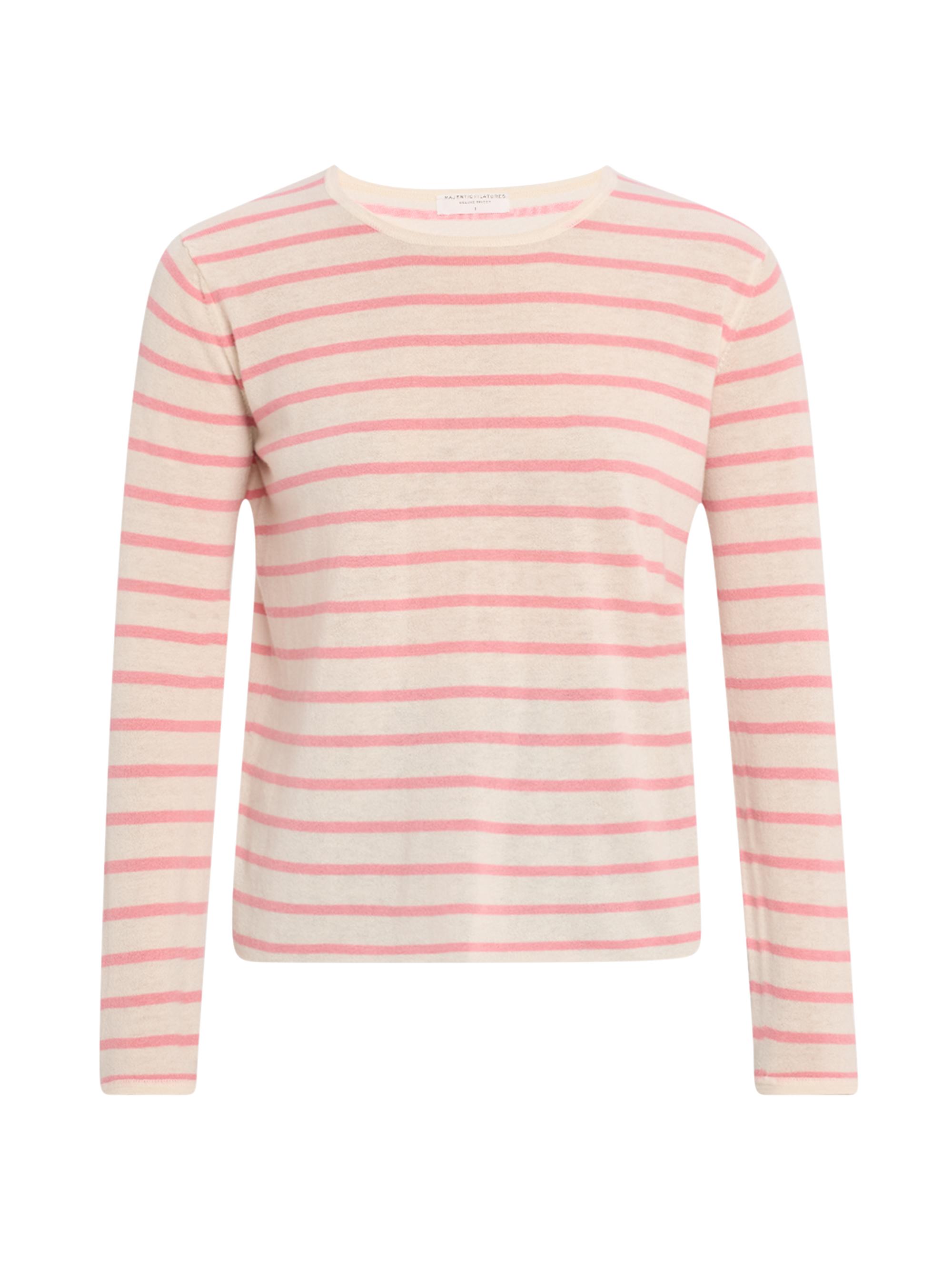 Majestic Filatures Women's Striped Cashmere Sweater - Pink