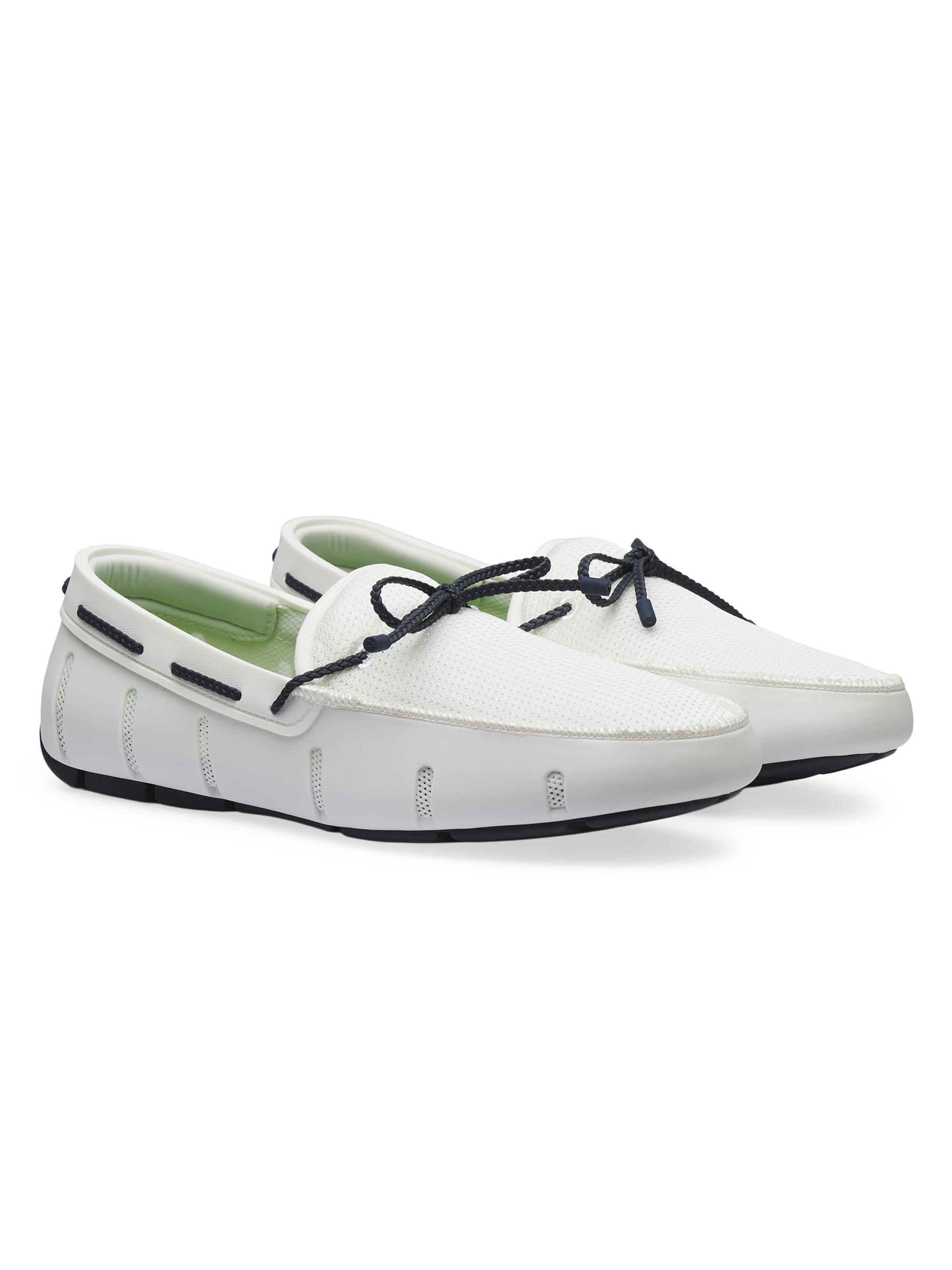 Swims Men's Braided Lace Loafers - White Navy | Thumbnail 2