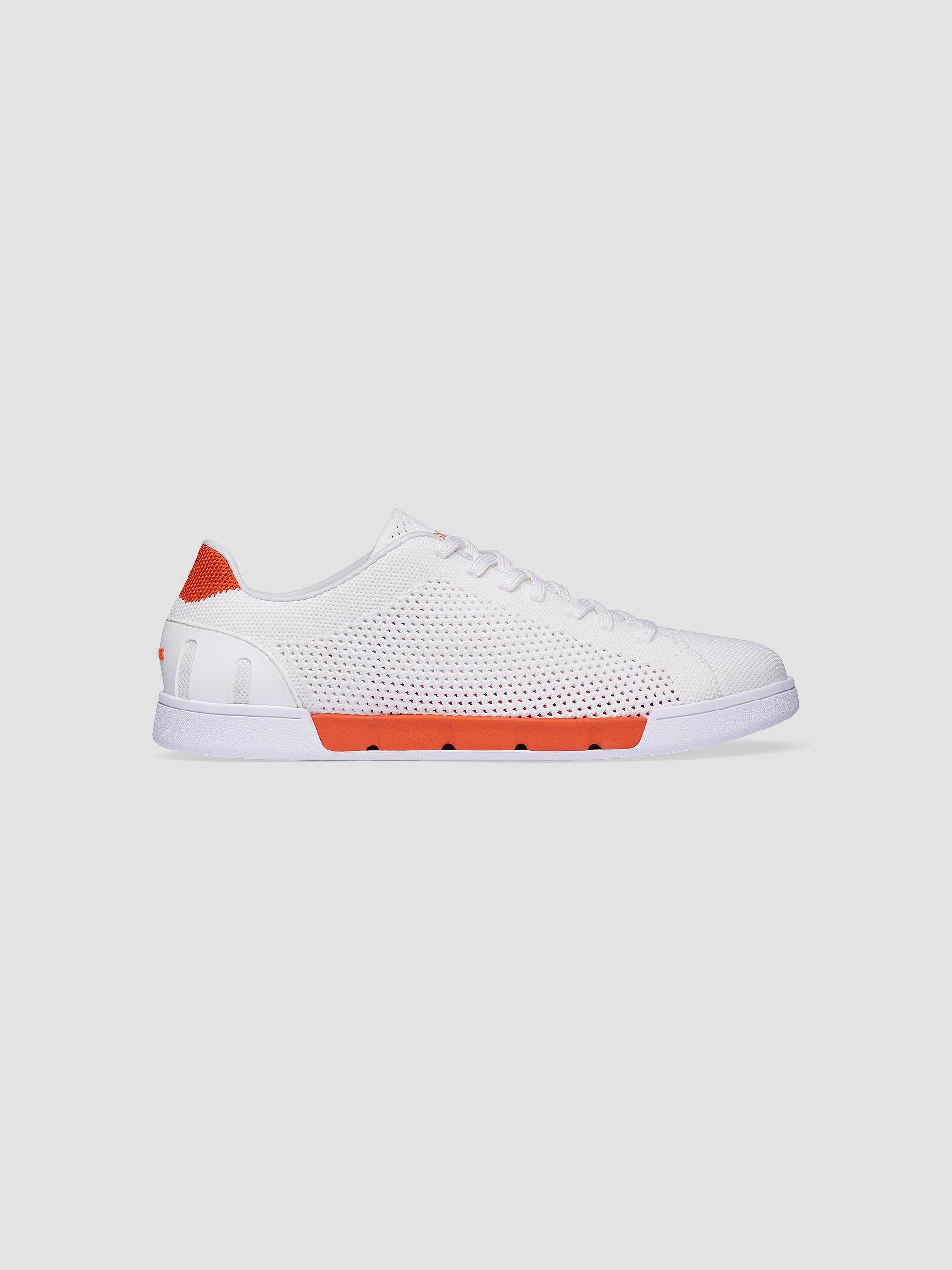Swims Men's Breeze Tennis Knit Low-Top Sneakers - White Swim Orange