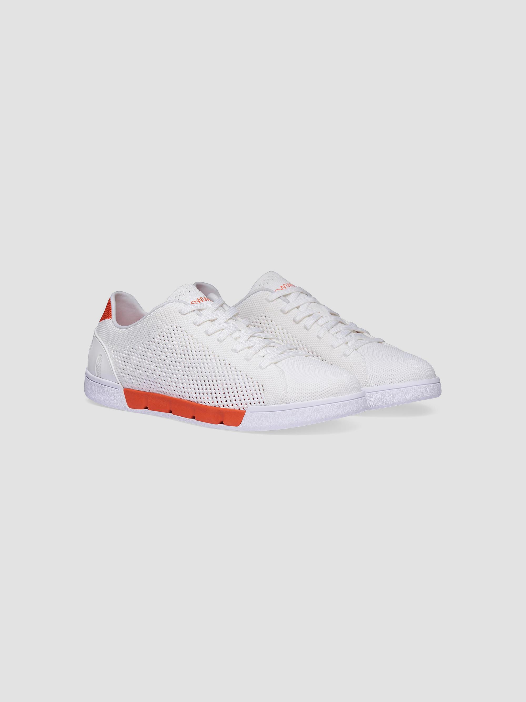 Swims Men's Breeze Tennis Knit Low-Top Sneakers - White Swim Orange | Thumbnail 2