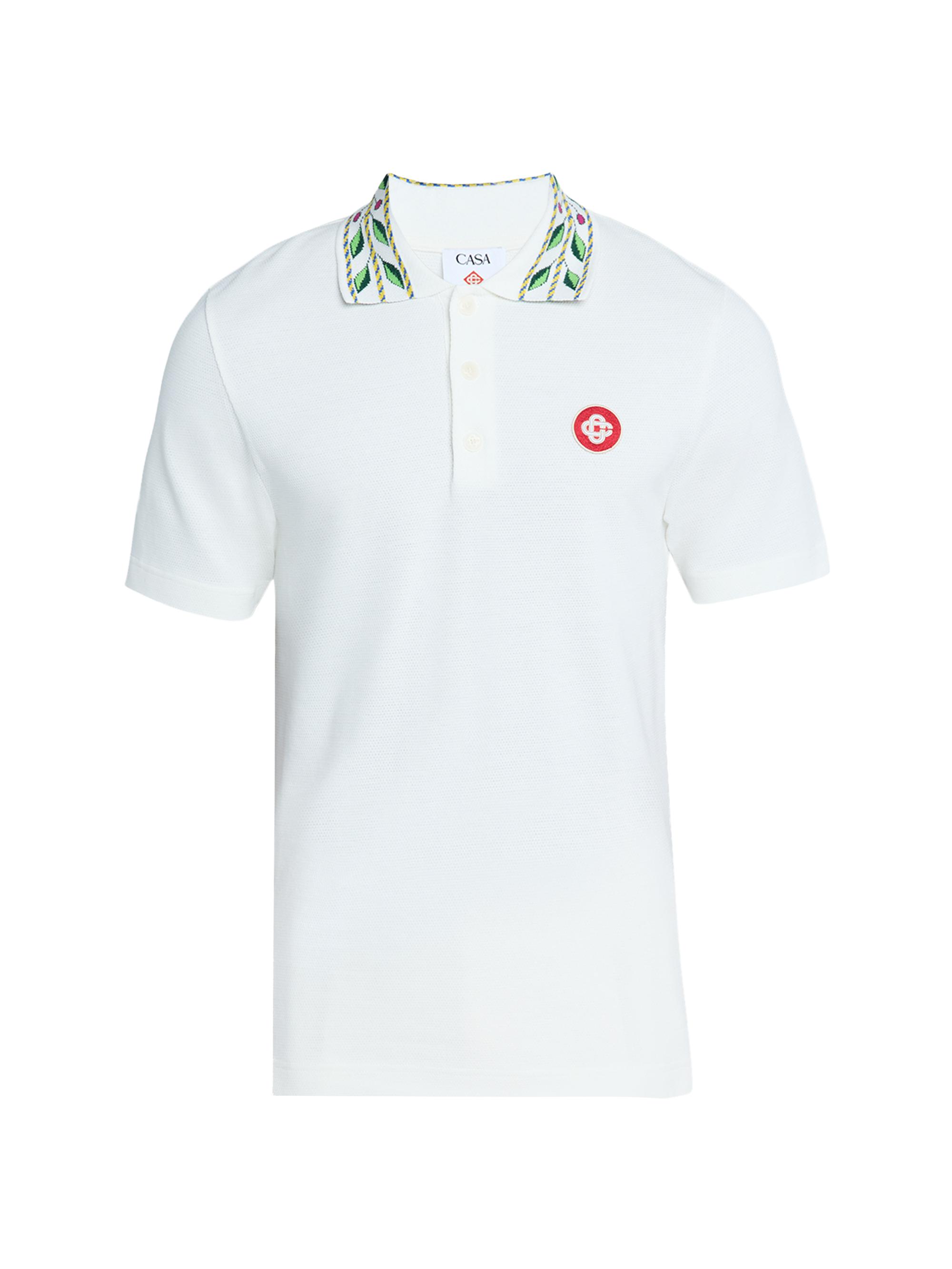 Casablanca Men's Laurel Cotton Polo Shirt - White