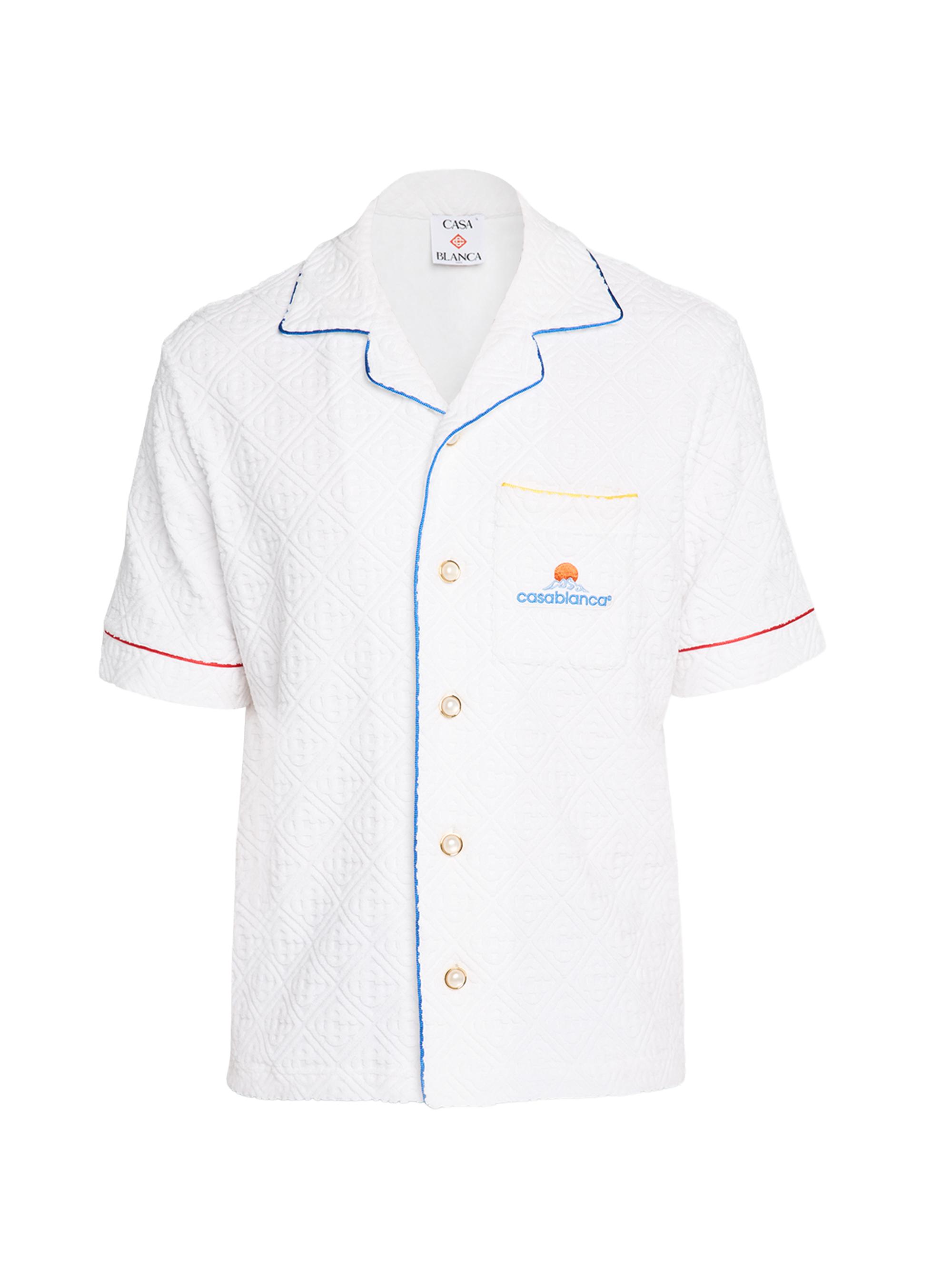 Casablanca Men's Towelling Monogram Short-Sleeve Shirt - White