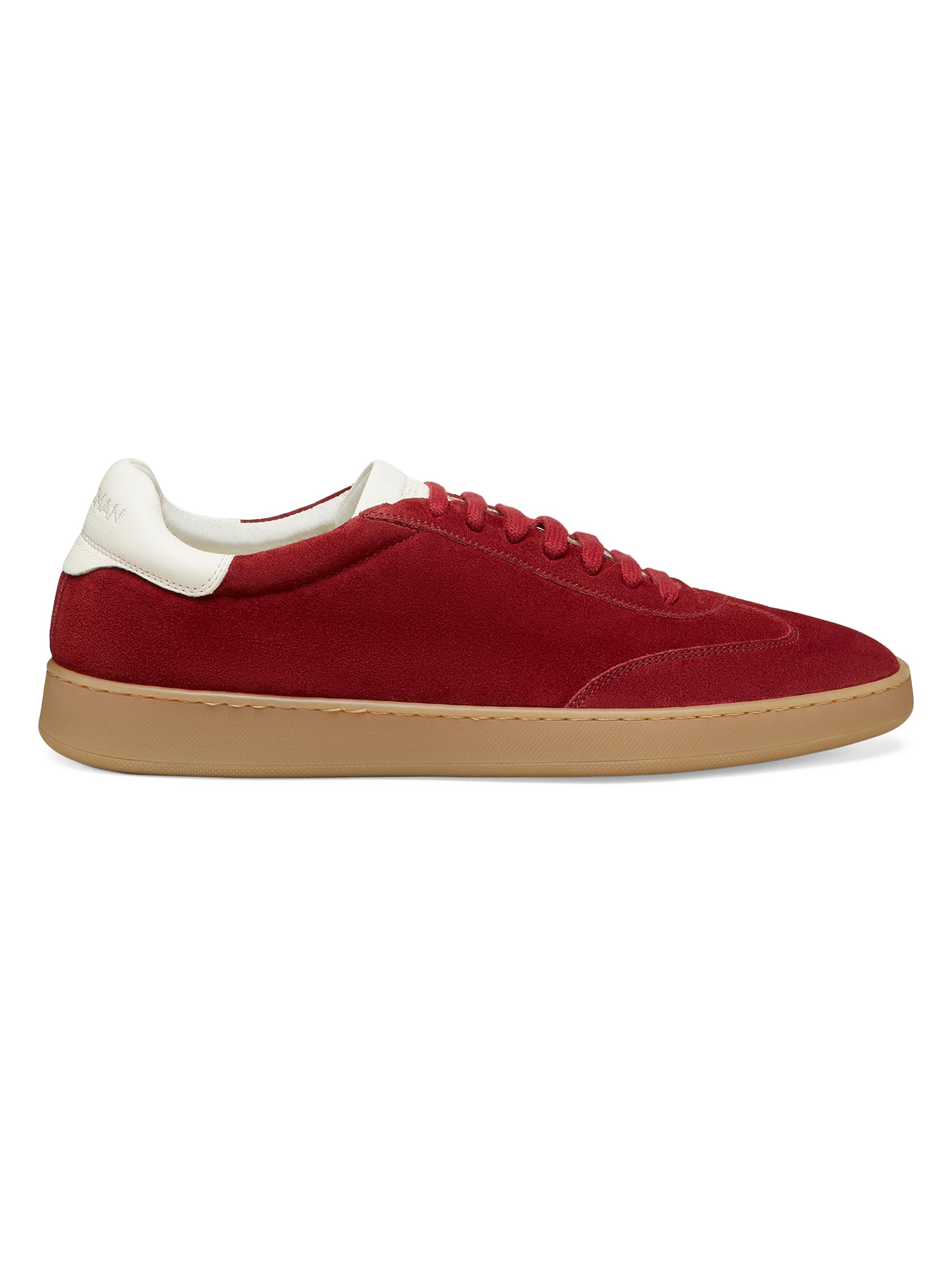 Stuart Weitzman Men's Banner Low-Top Suede Sneakers - Maroon White Bianco