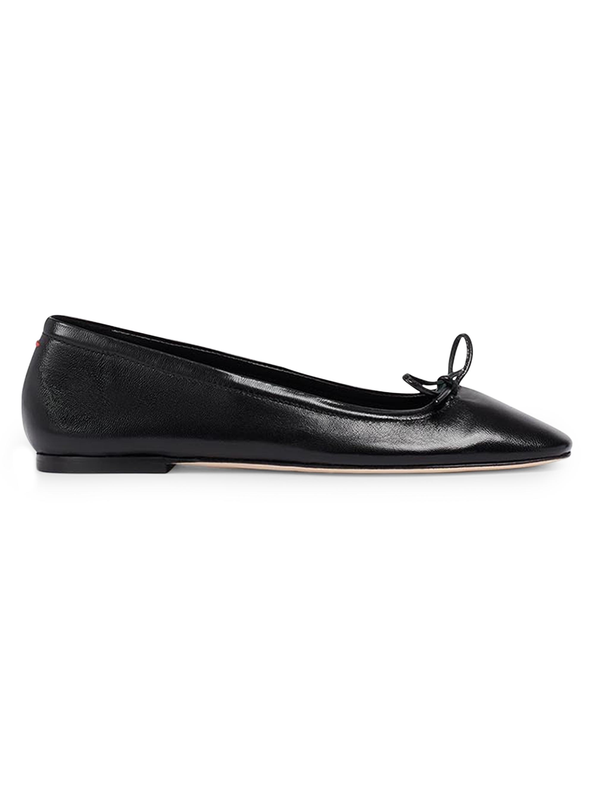 aeyde Women's Delfina Leather Bow Ballerina Flats - Black