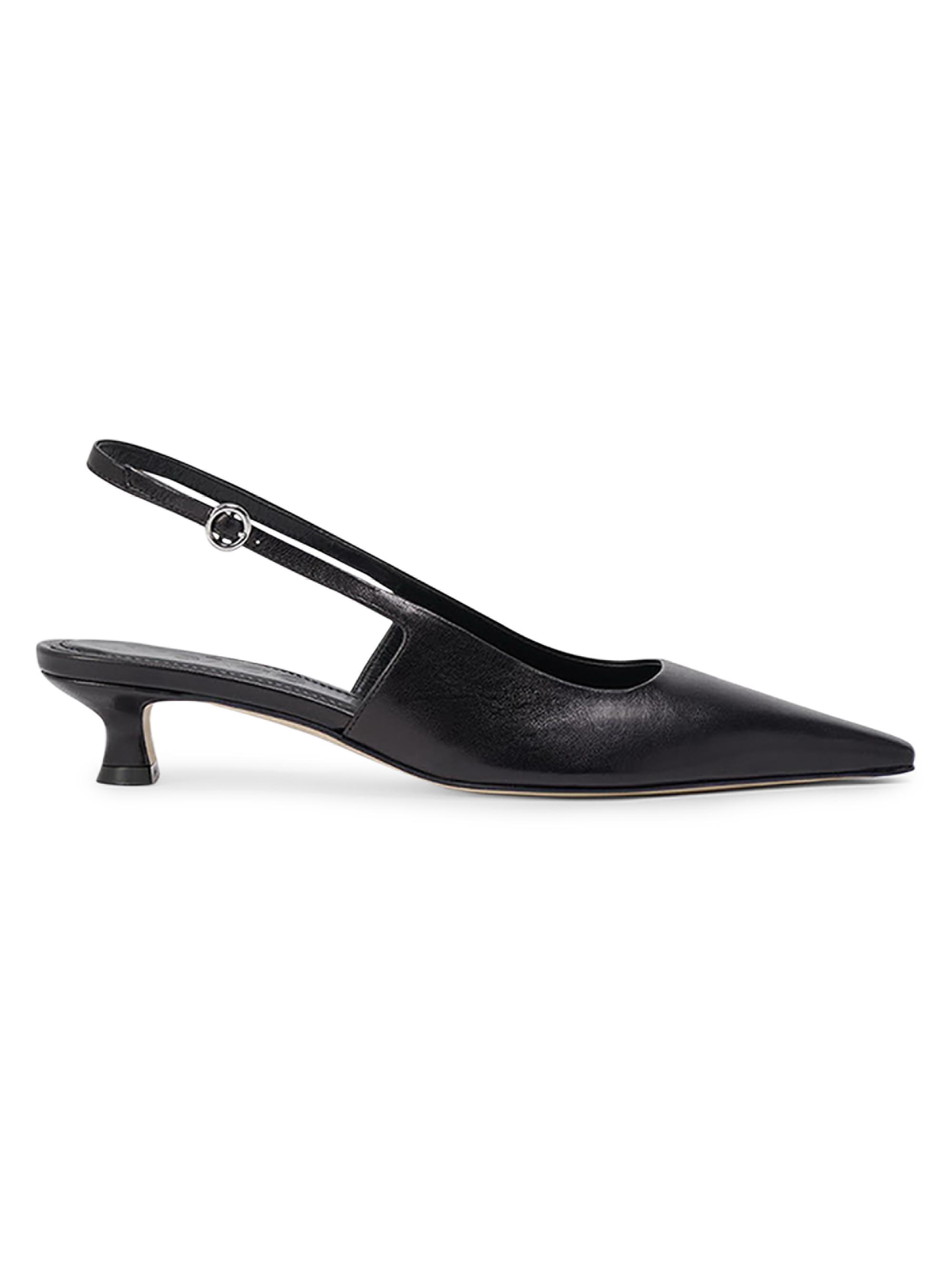 aeyde Women's Catrina Leather 35MM Kitten-Heel Slingback Pumps - Black