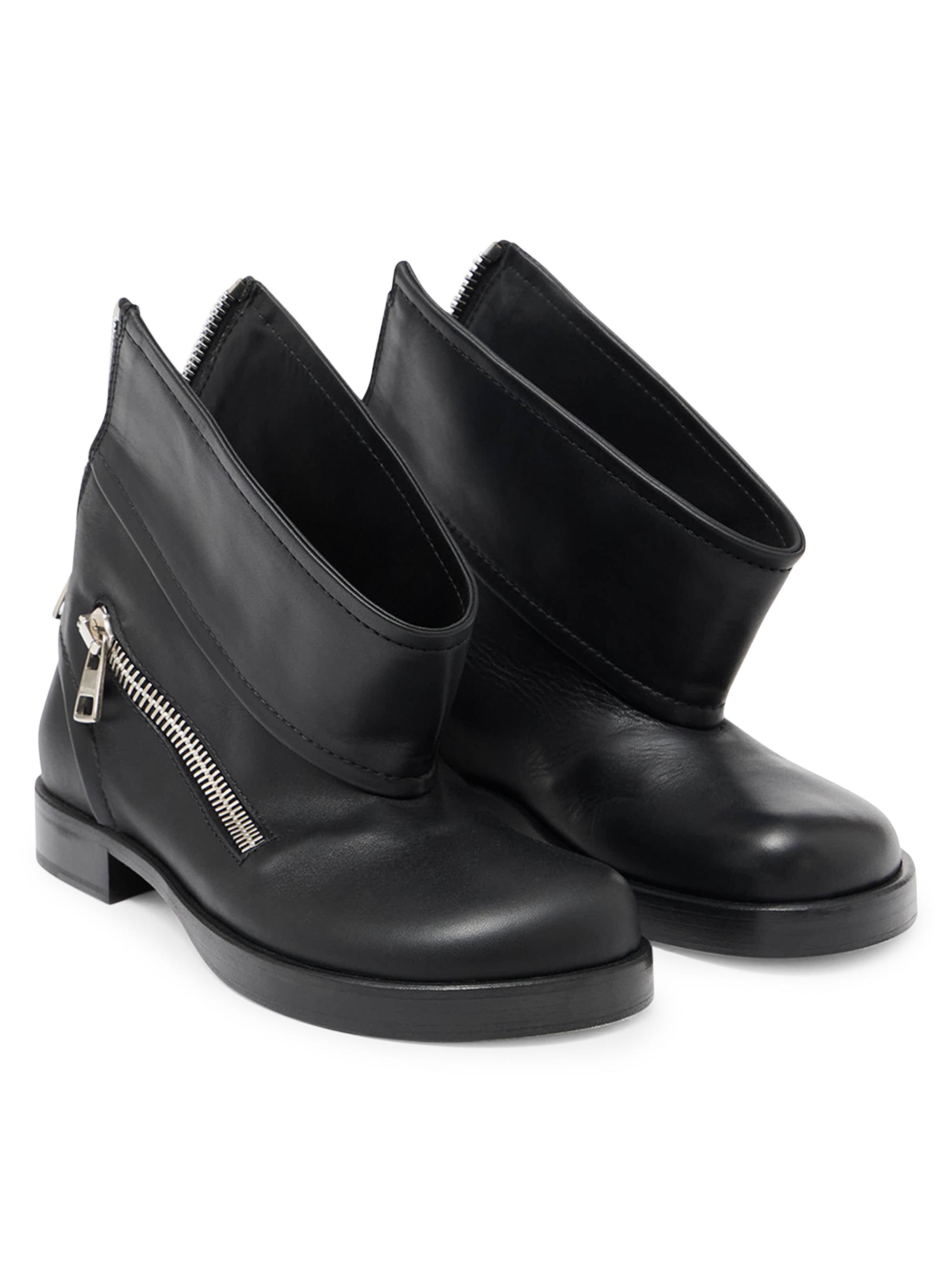 JW Anderson Women's Leather Zip Biker Booties - Black