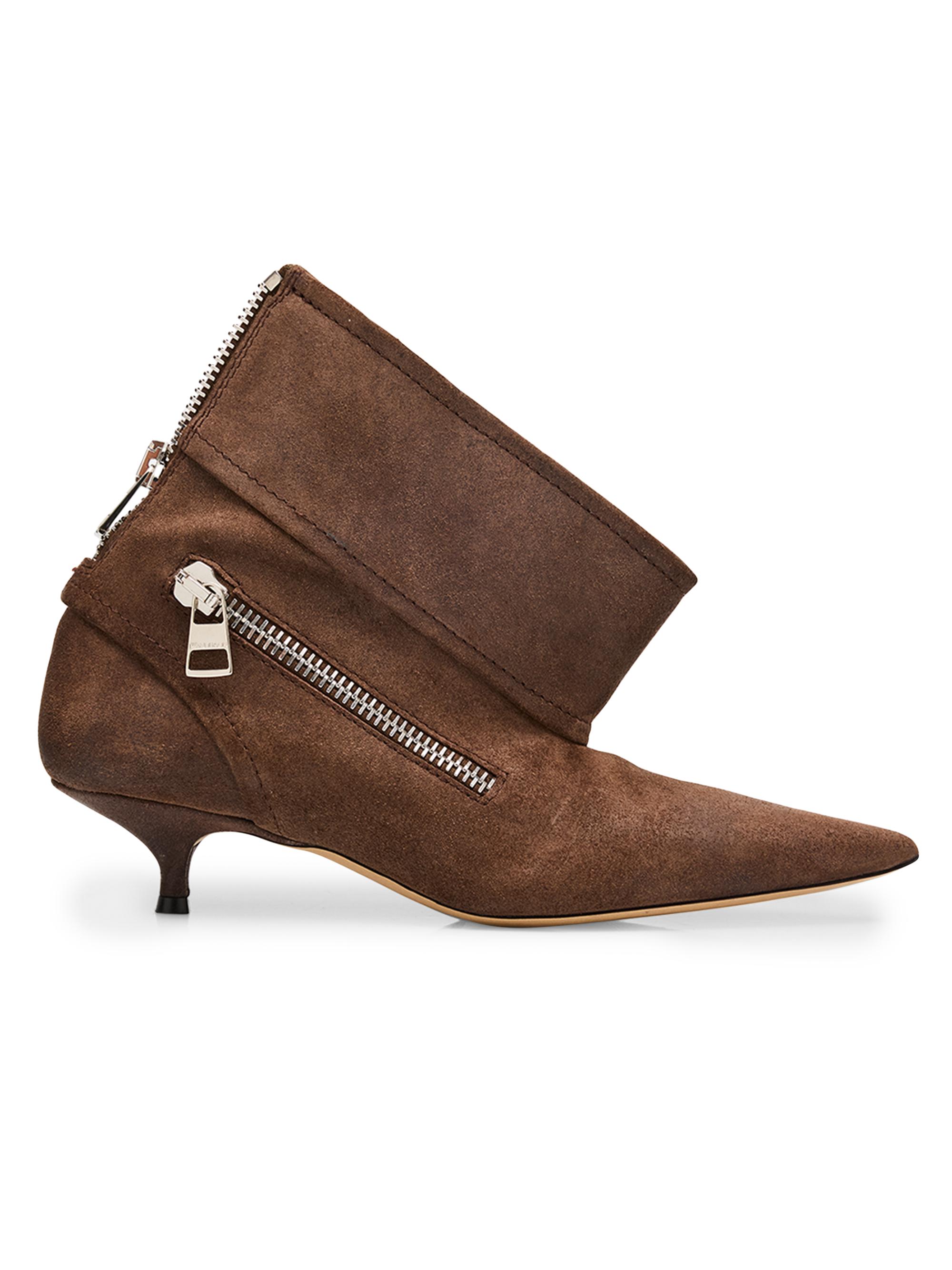 Biker Suede Kitten-Heel Booties