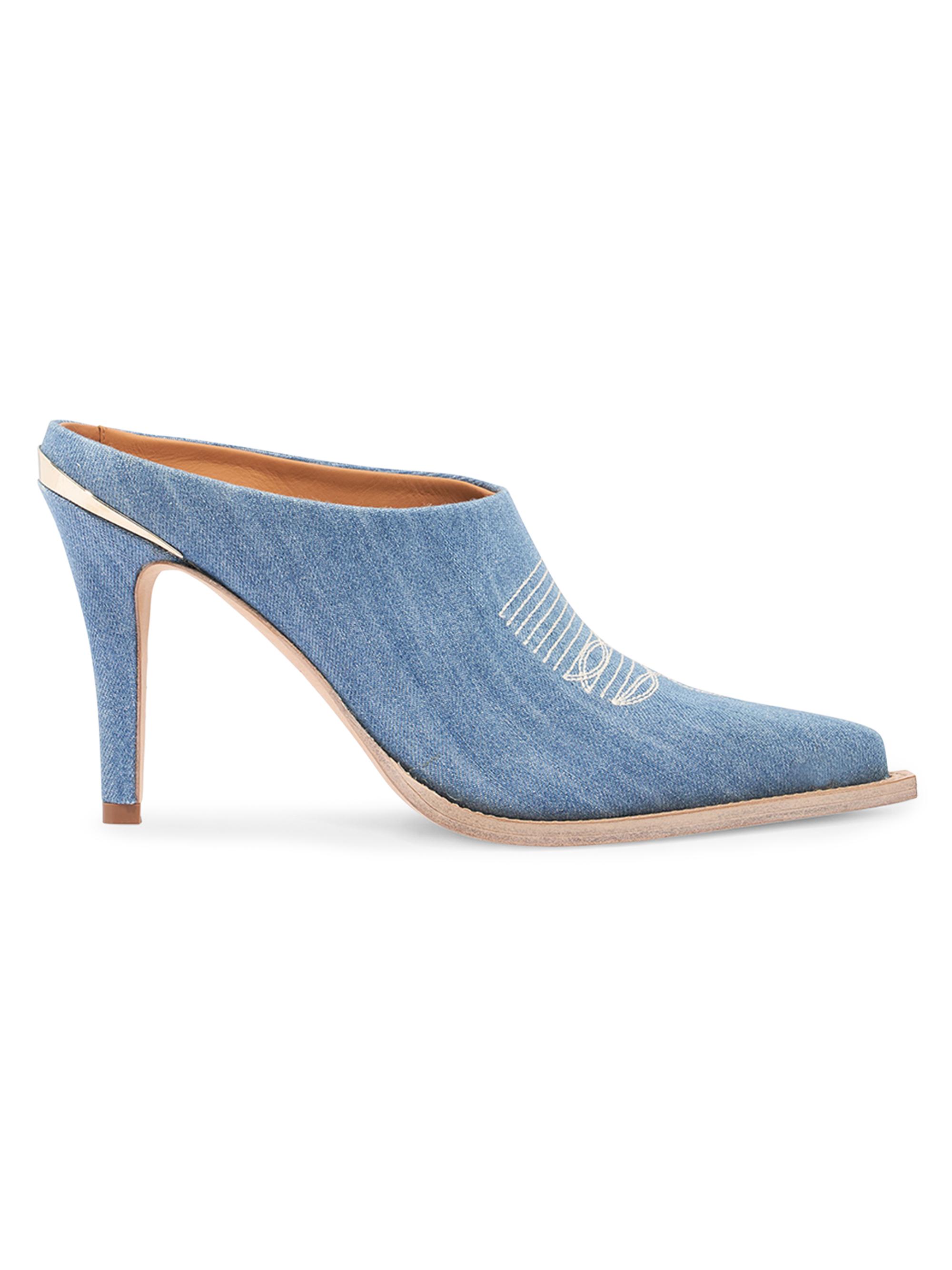 Partlow Women's Lainy Denim 95MM Western Mule Pumps - Blue