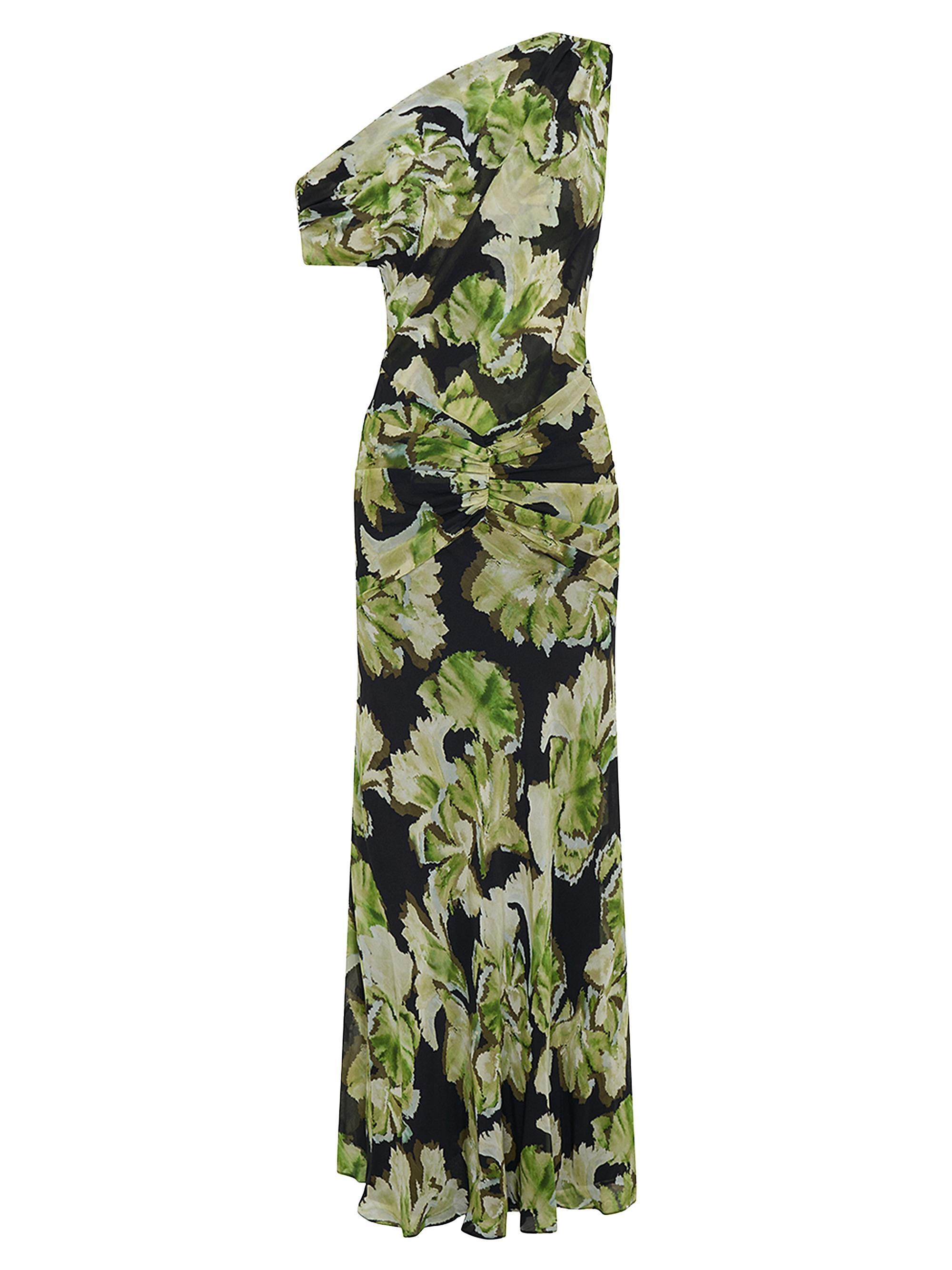 Nicholas the Label Women's Elza One-Shoulder Paneled Maxi Dress - Green Pattern
