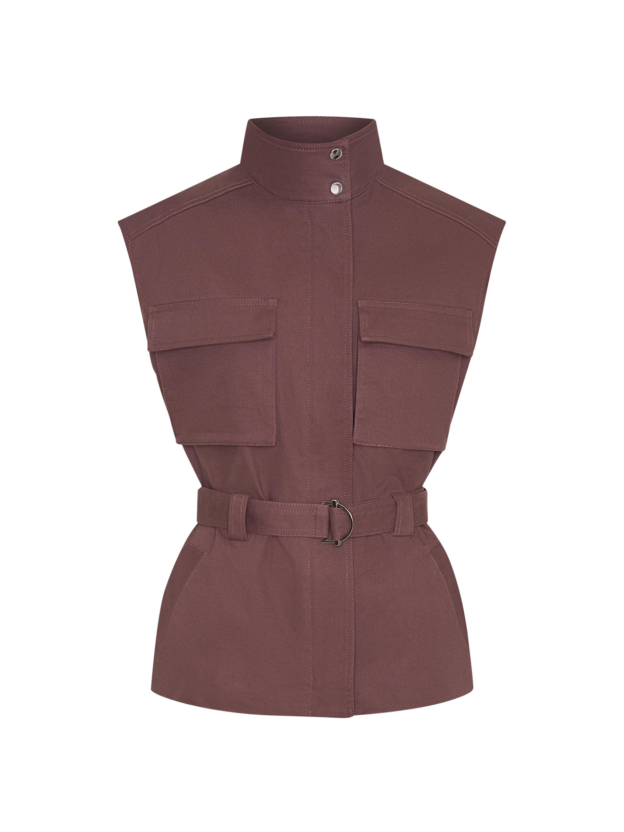 Nicholas the Label Women's Danna Belted Stand-Collar Vest - Dark Purple