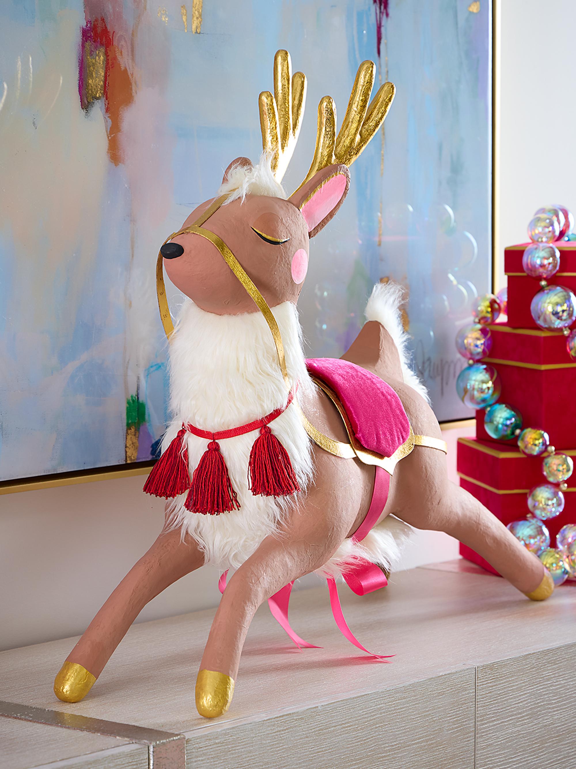 Glitterville Papa Noel's Reindeer Tabletop Figure