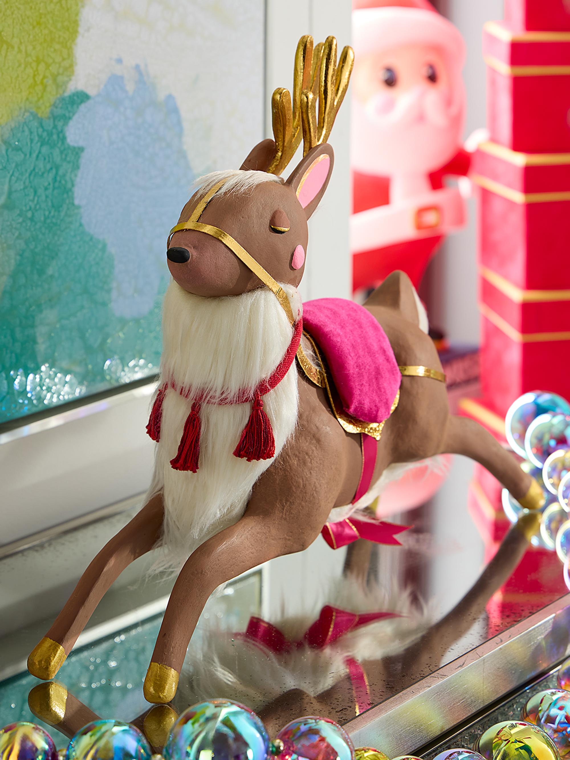 Glitterville Papa Noel's Reindeer Tabletop Decor