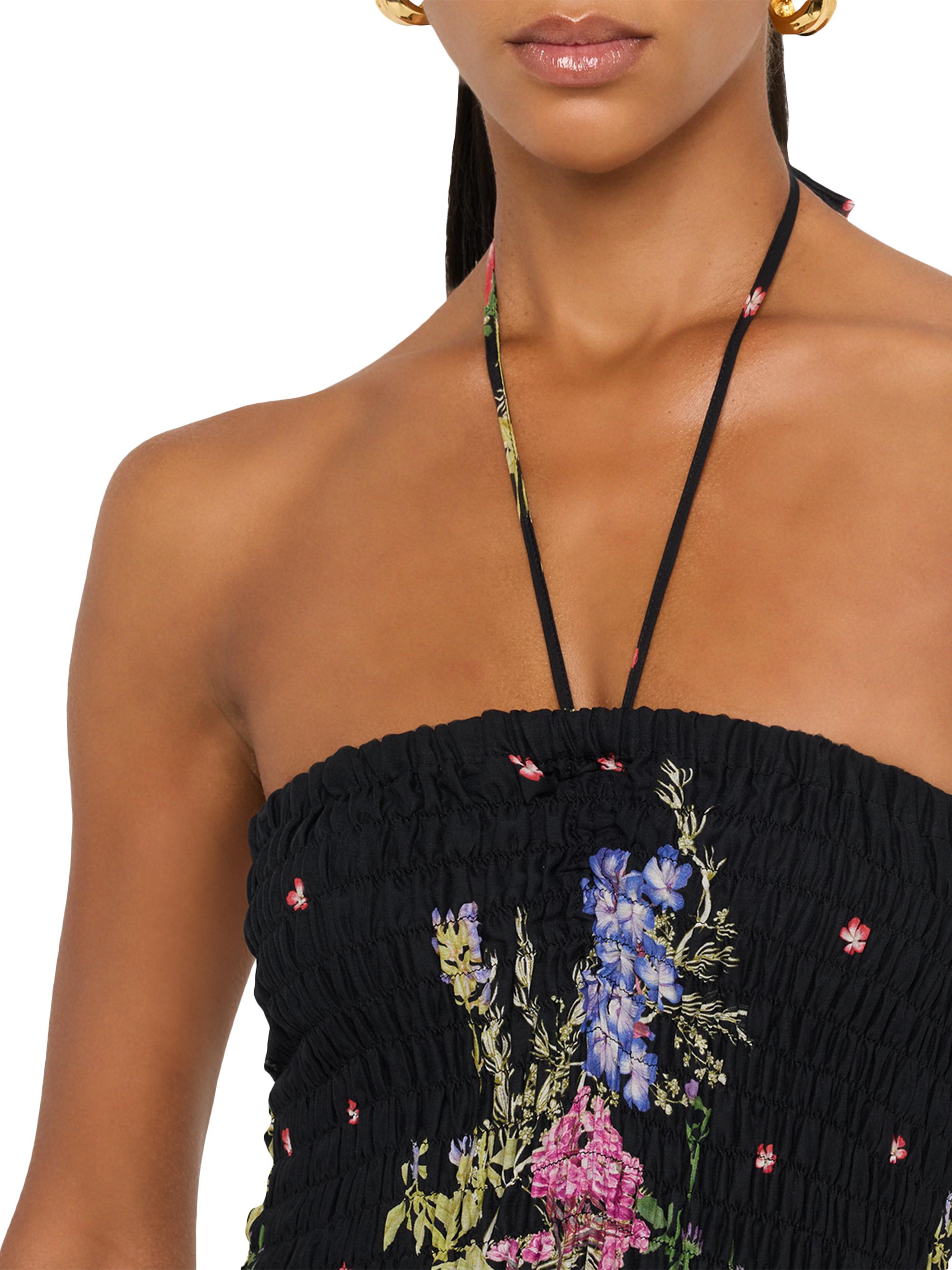 Charo Ruiz Ibiza Cusia Floral Smocked Drop-Waist Minidress | Saks