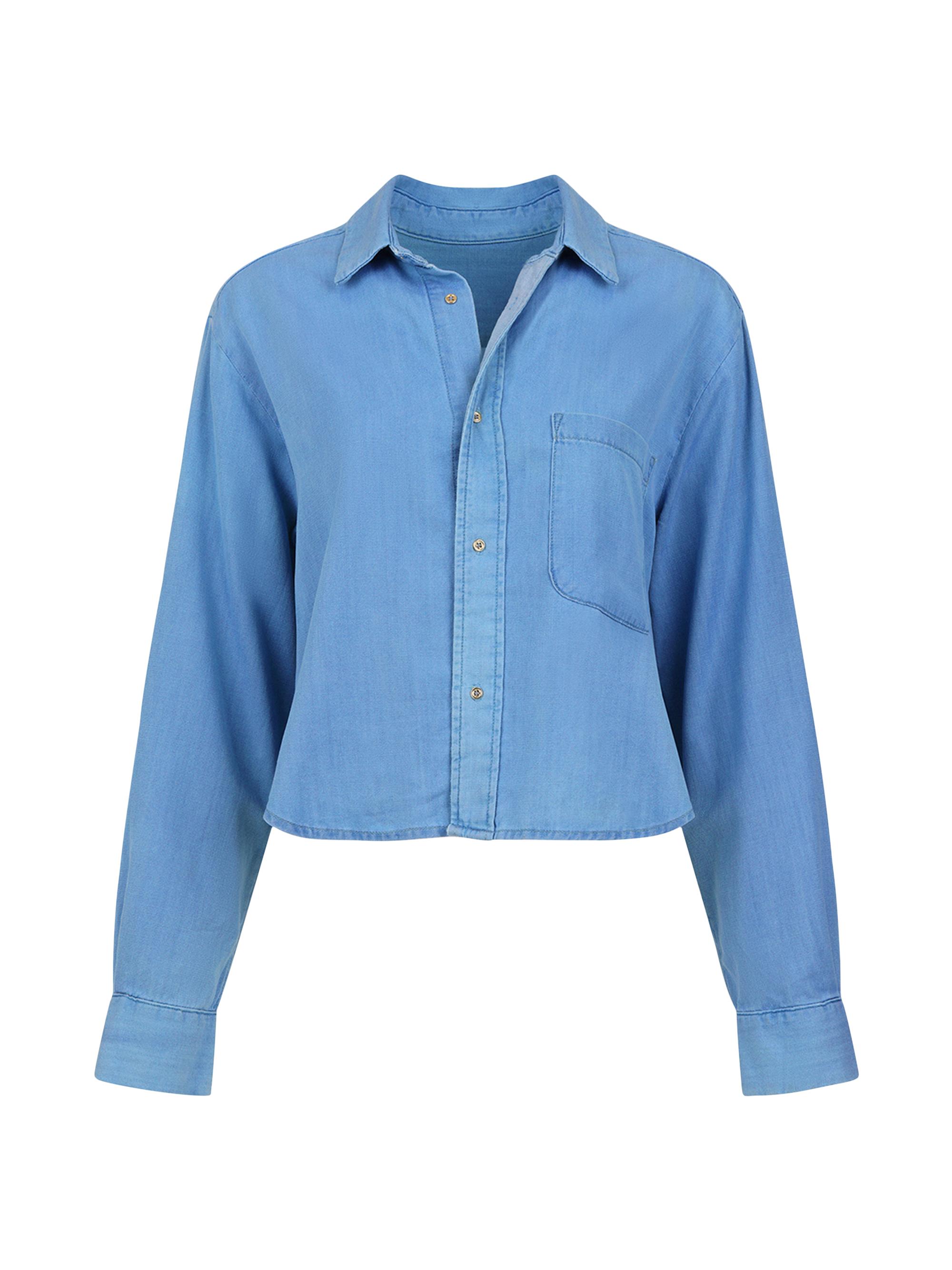 ALICE + OLIVIA Finely Cropped Oversized Denim Shirt | Saks Fifth