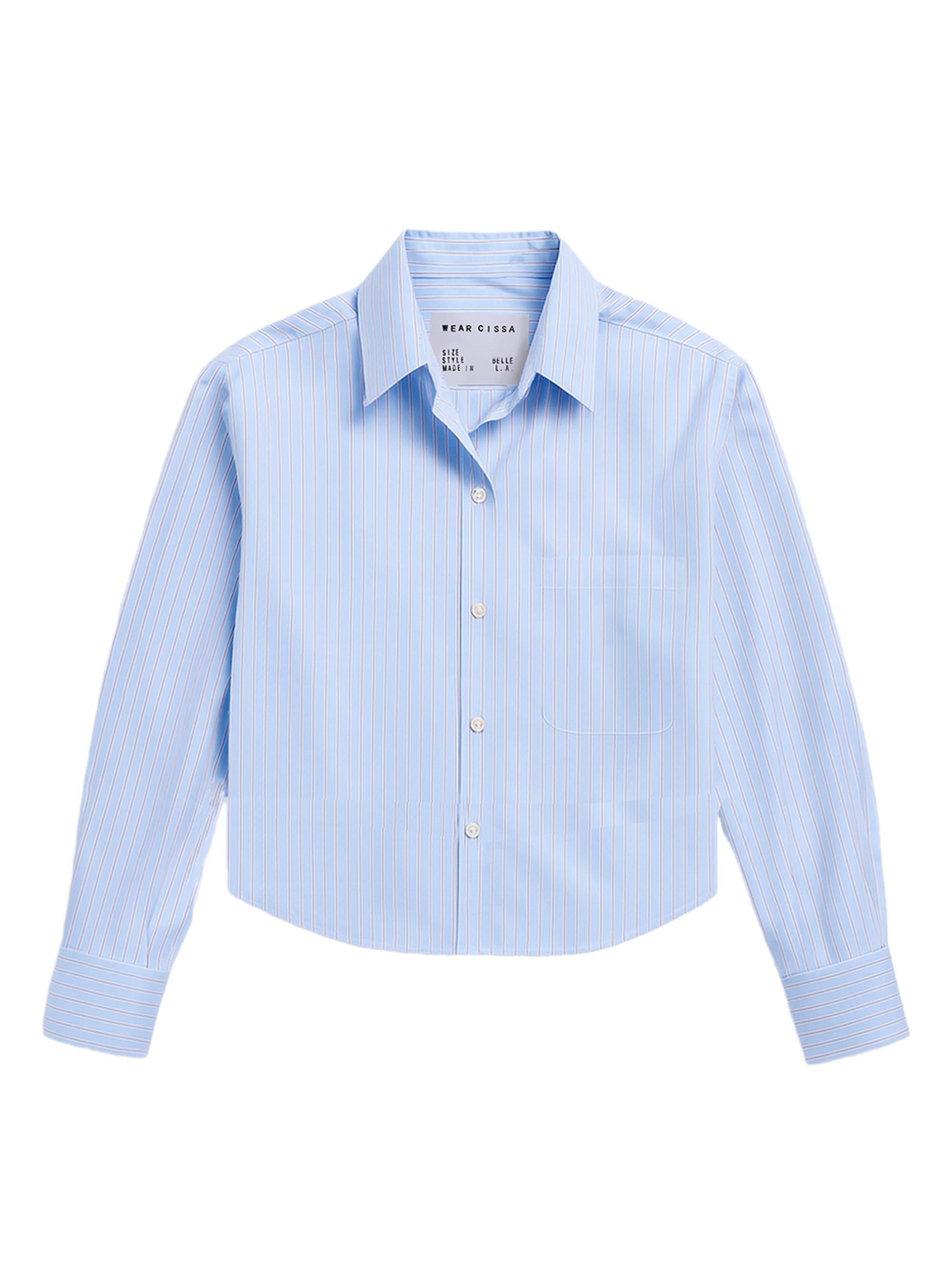 Cissa Women's The Belle Striped Button-Front Shirt - Blue