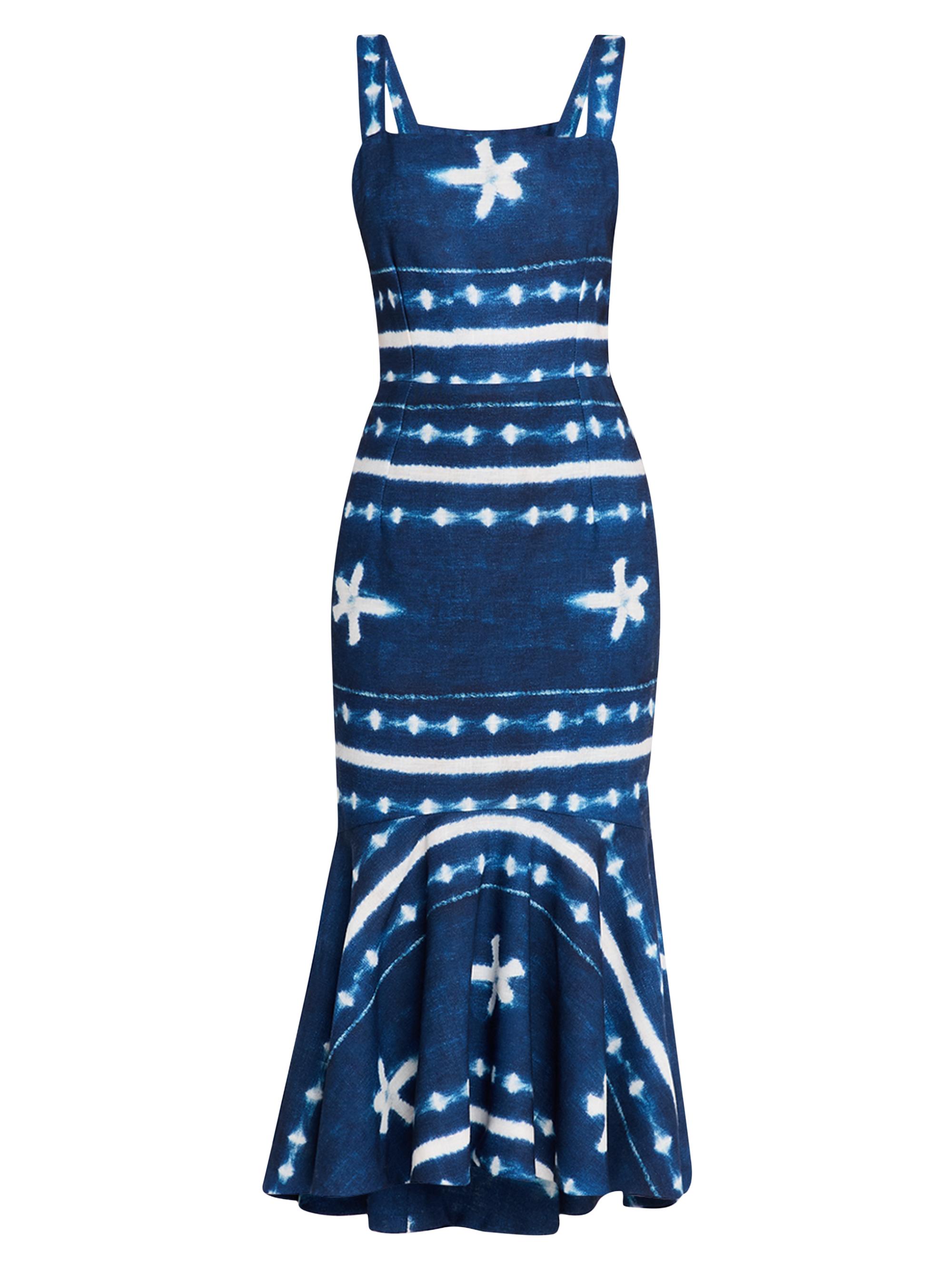 JBQ Women's Natasha Tie-Dye Linen Midi-Dress - Blue Multi
