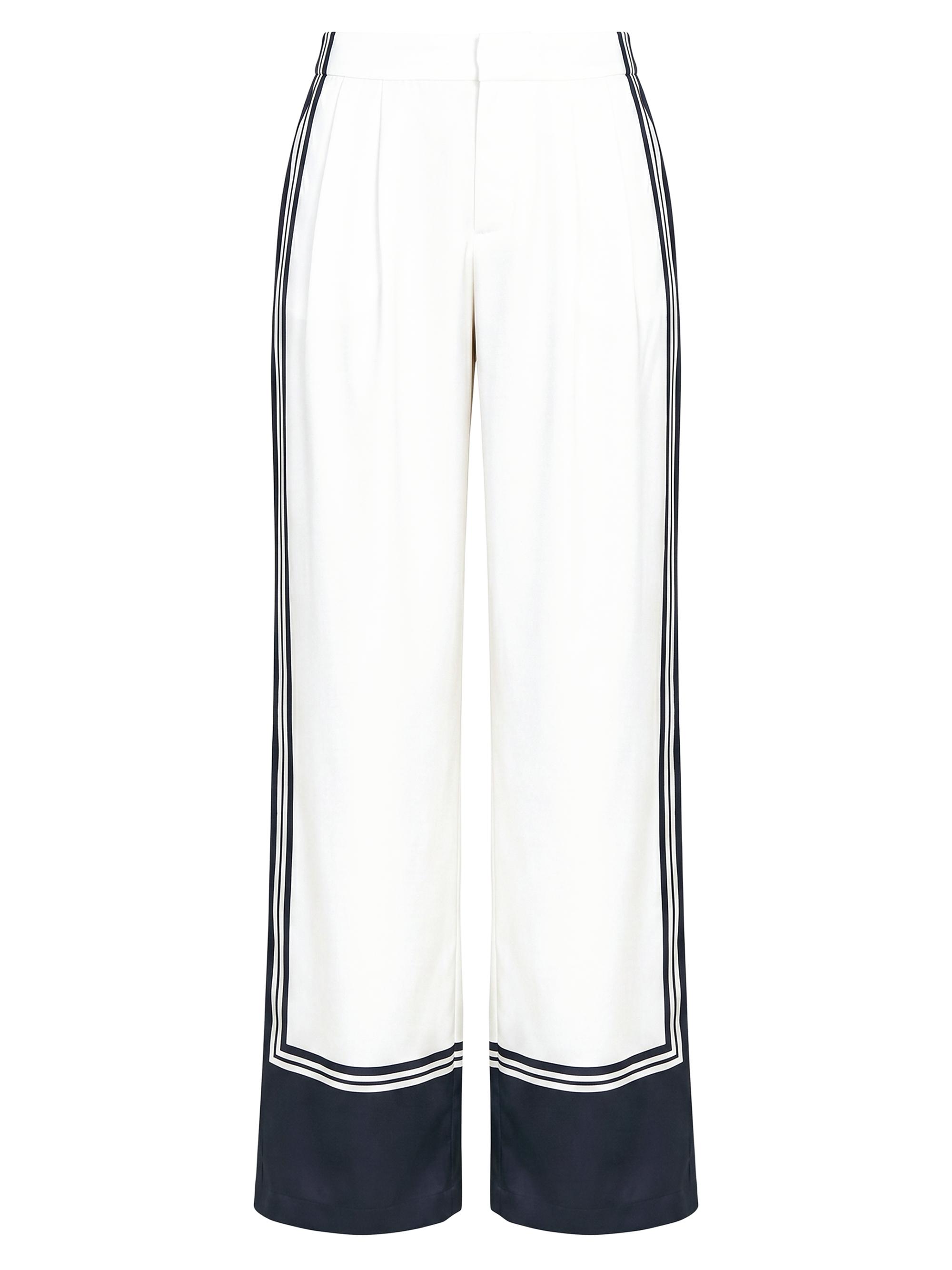 SEROYA Women's Marlowe Satin Straight-Leg Pants - Navy Tile Print