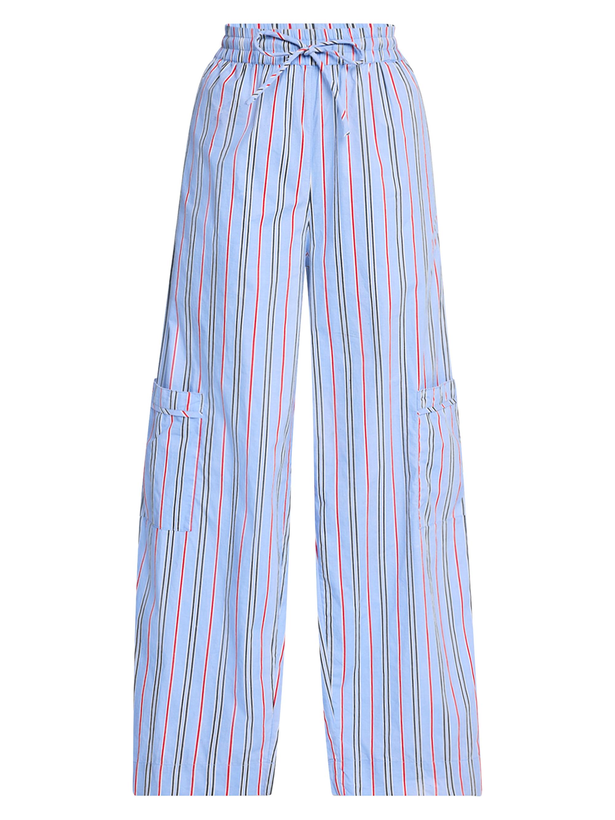 Damson Madder Women's Harrison Striped Cotton Pants - Blue Pattern
