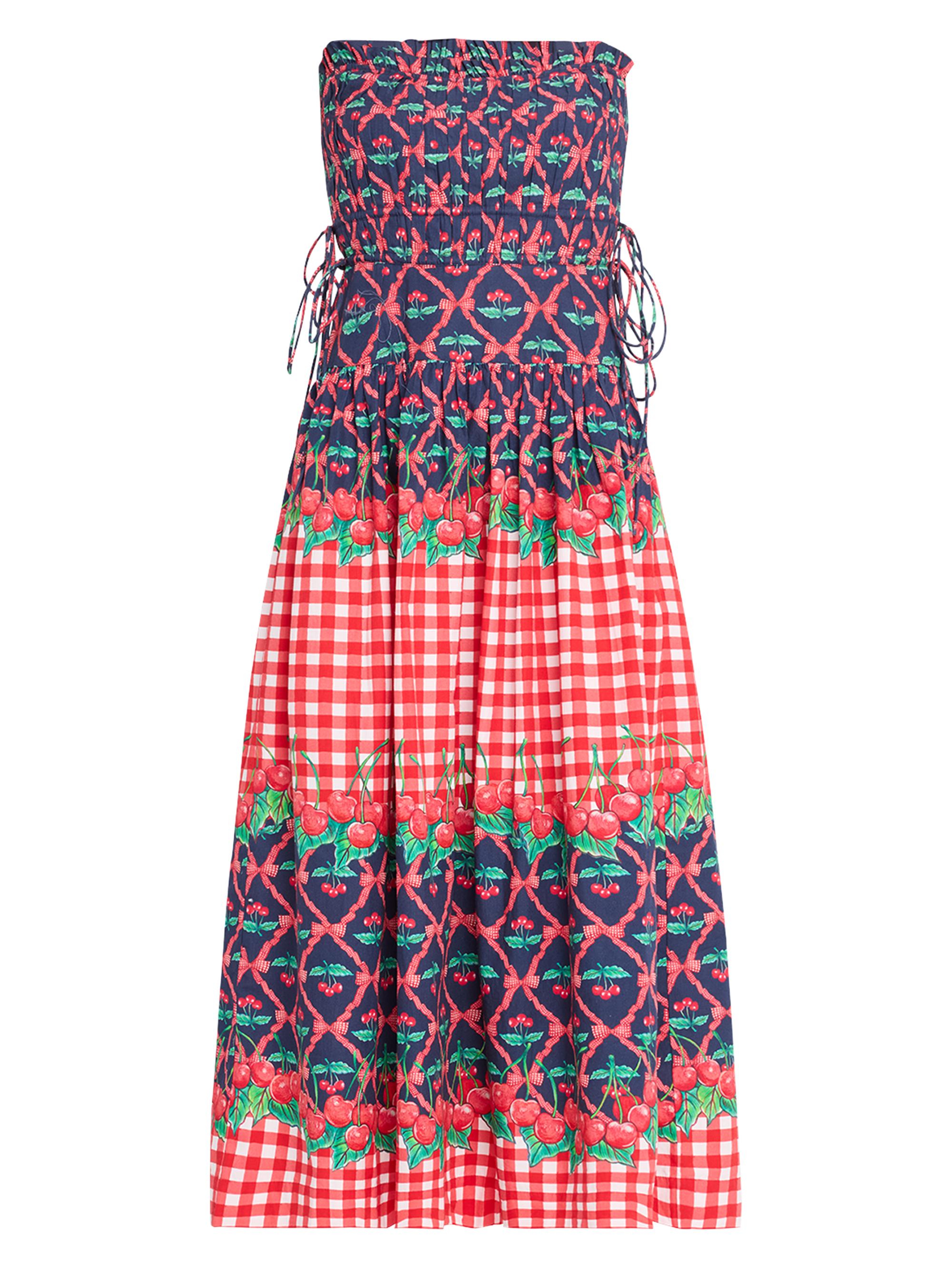 Damson Madder Women's Kelia Cherry Pie Strapless Dress - Blue Red