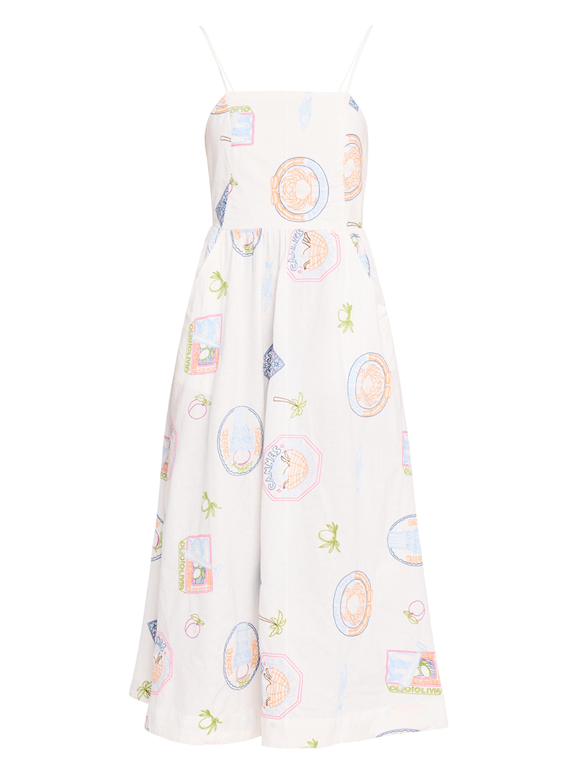 Damson Madder Women's Peaches Embroidered Apron Dress
