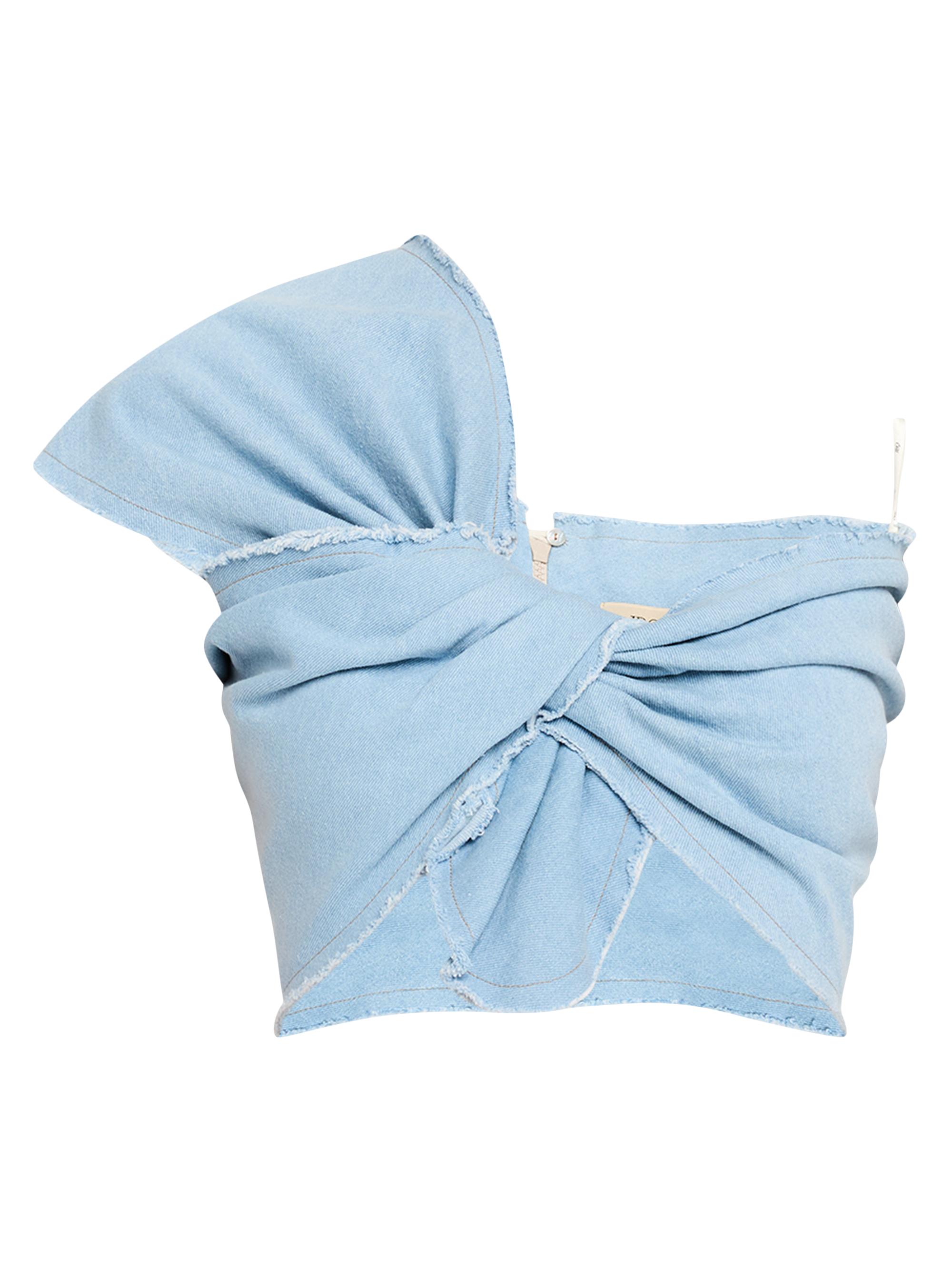 JBQ Women's Sol One-Shoulder Neckline Cotton Top - Sky