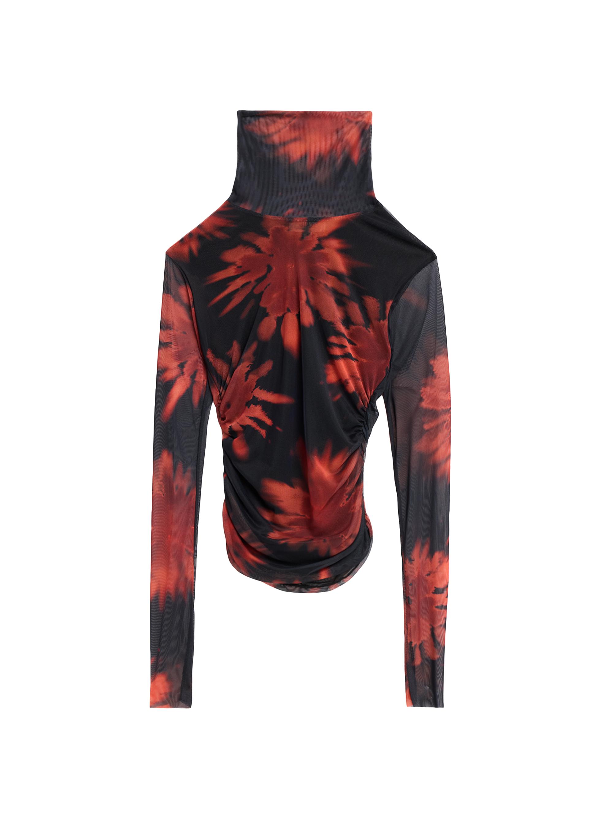 JBQ Women's Tyla Printed Turtleneck Top - Crimson Black