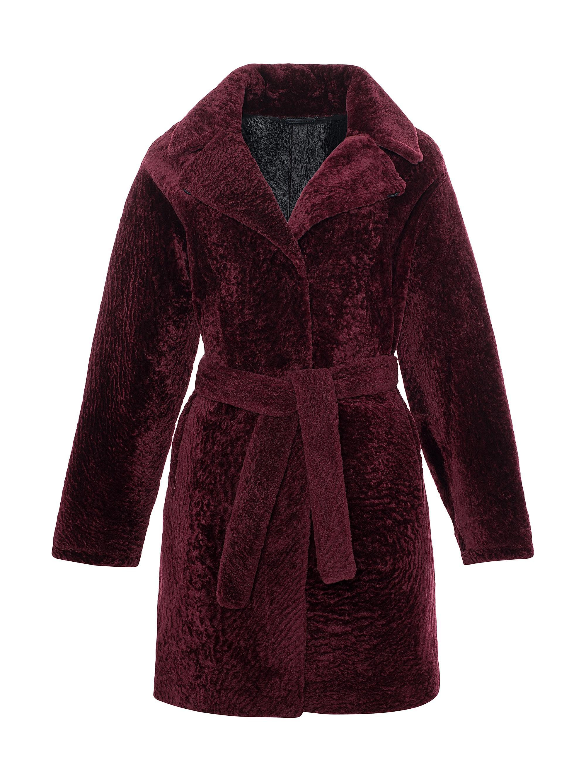 Gorski Women's Reversible Textured Shearling Lamb Stroller Belt - Brown