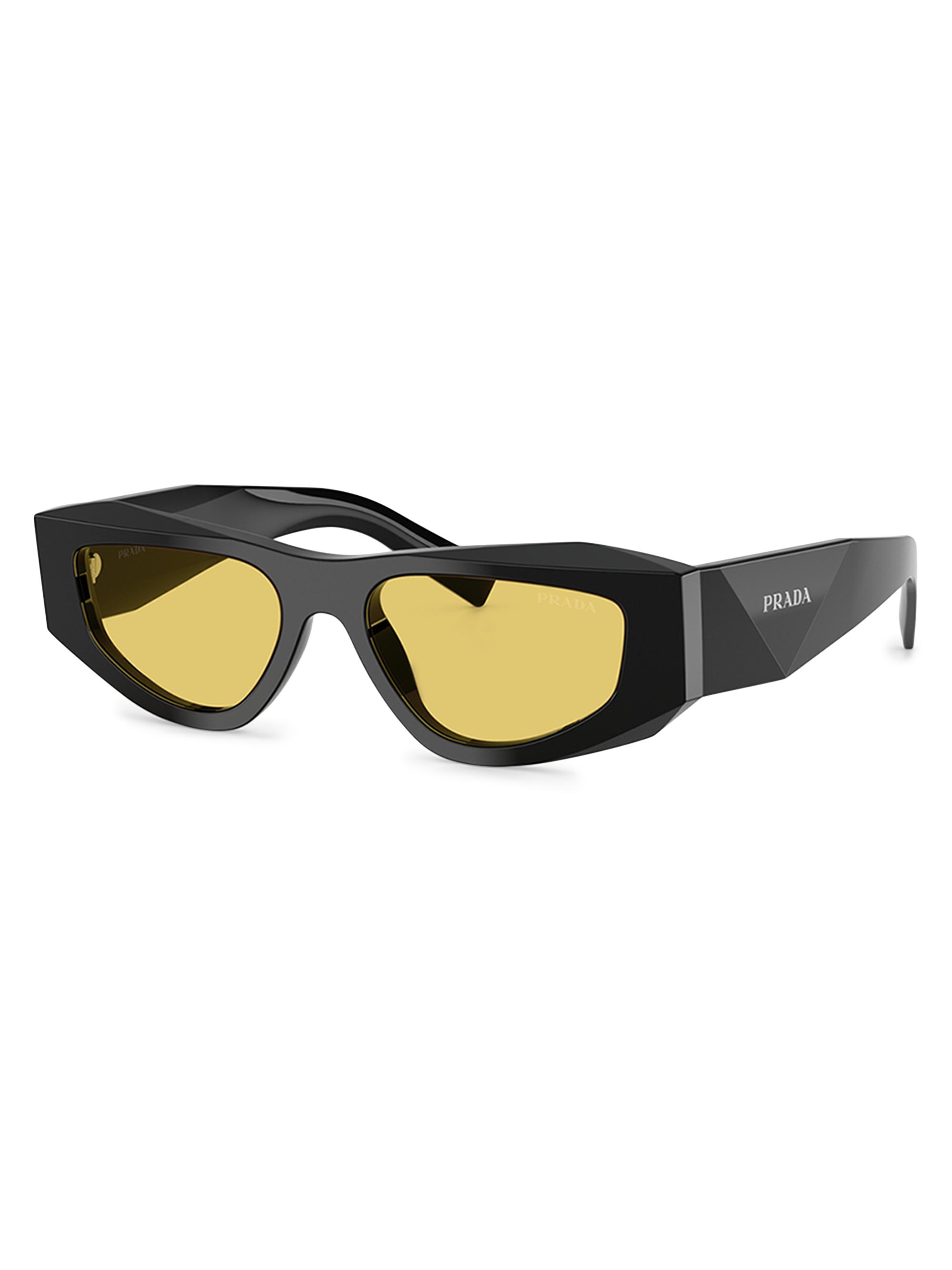 Prada Men's 0PR B19SF Rectangle Sunglasses - Black Yellow