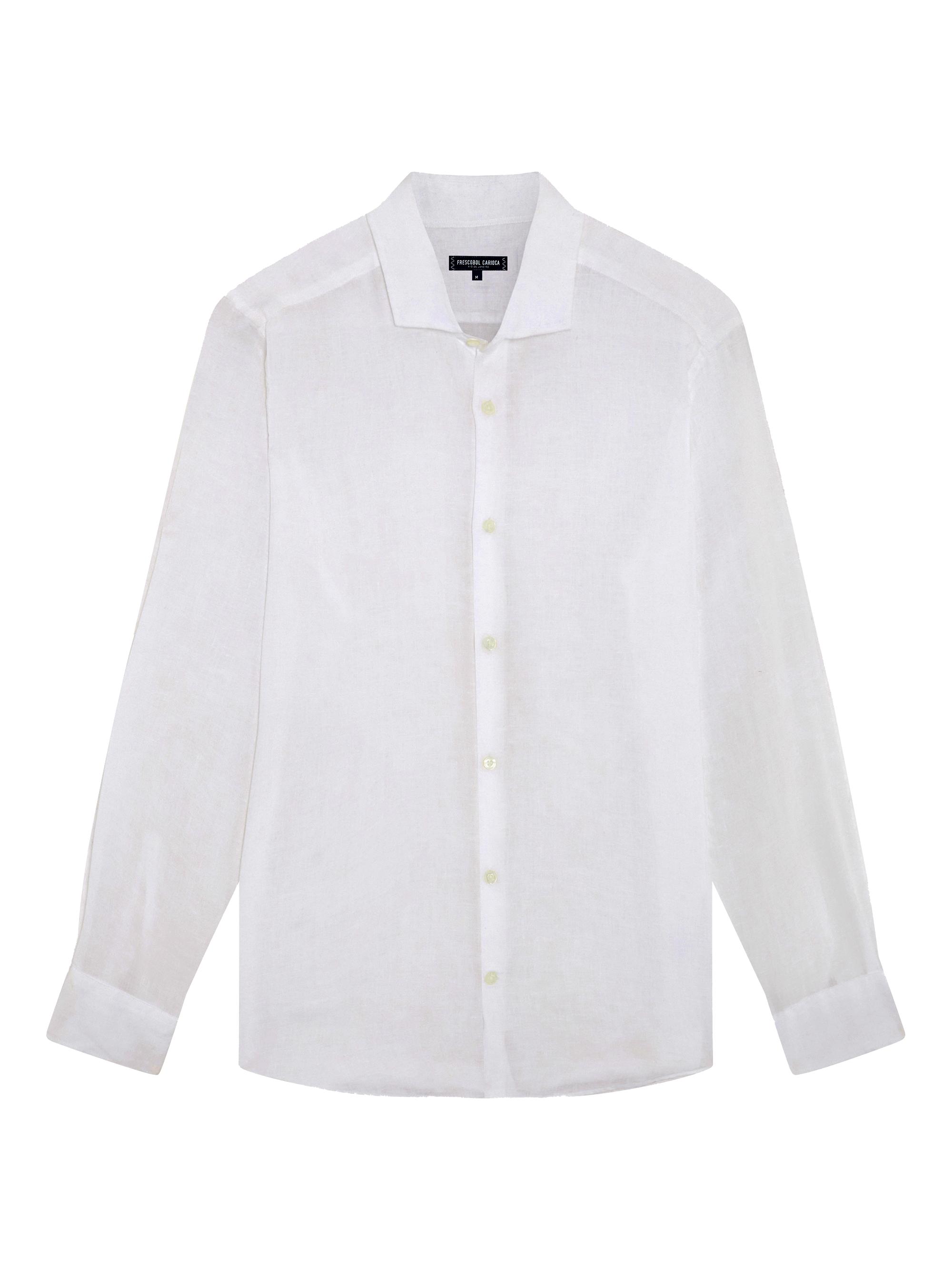 Frescobol Carioca Men's Antonio Linen Button-Front Shirt - White | Thumbnail 4