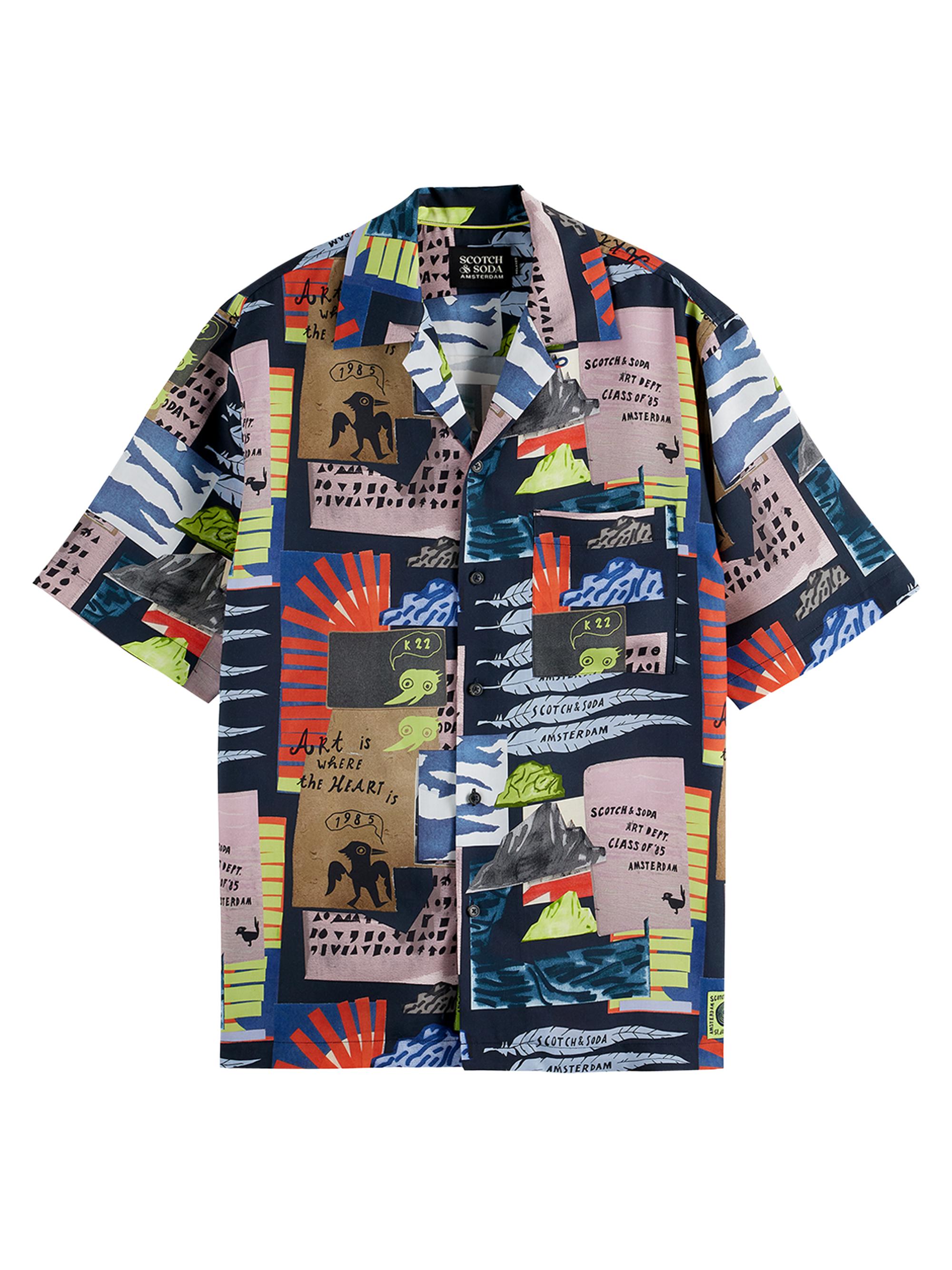 Scotch & Soda Men's Graphic Short-Sleeve Camp Shirt