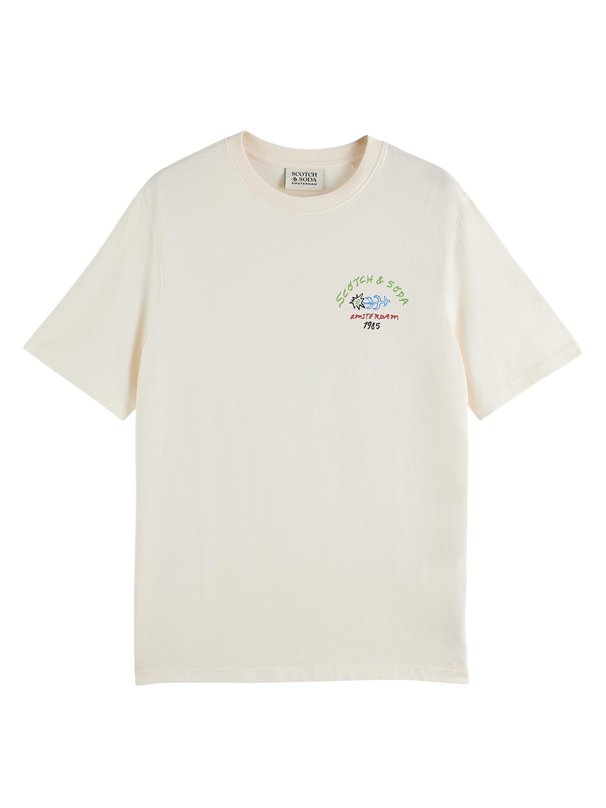 Scotch & Soda Men's Graphic Cotton Crewneck T-Shirt - Eggshell