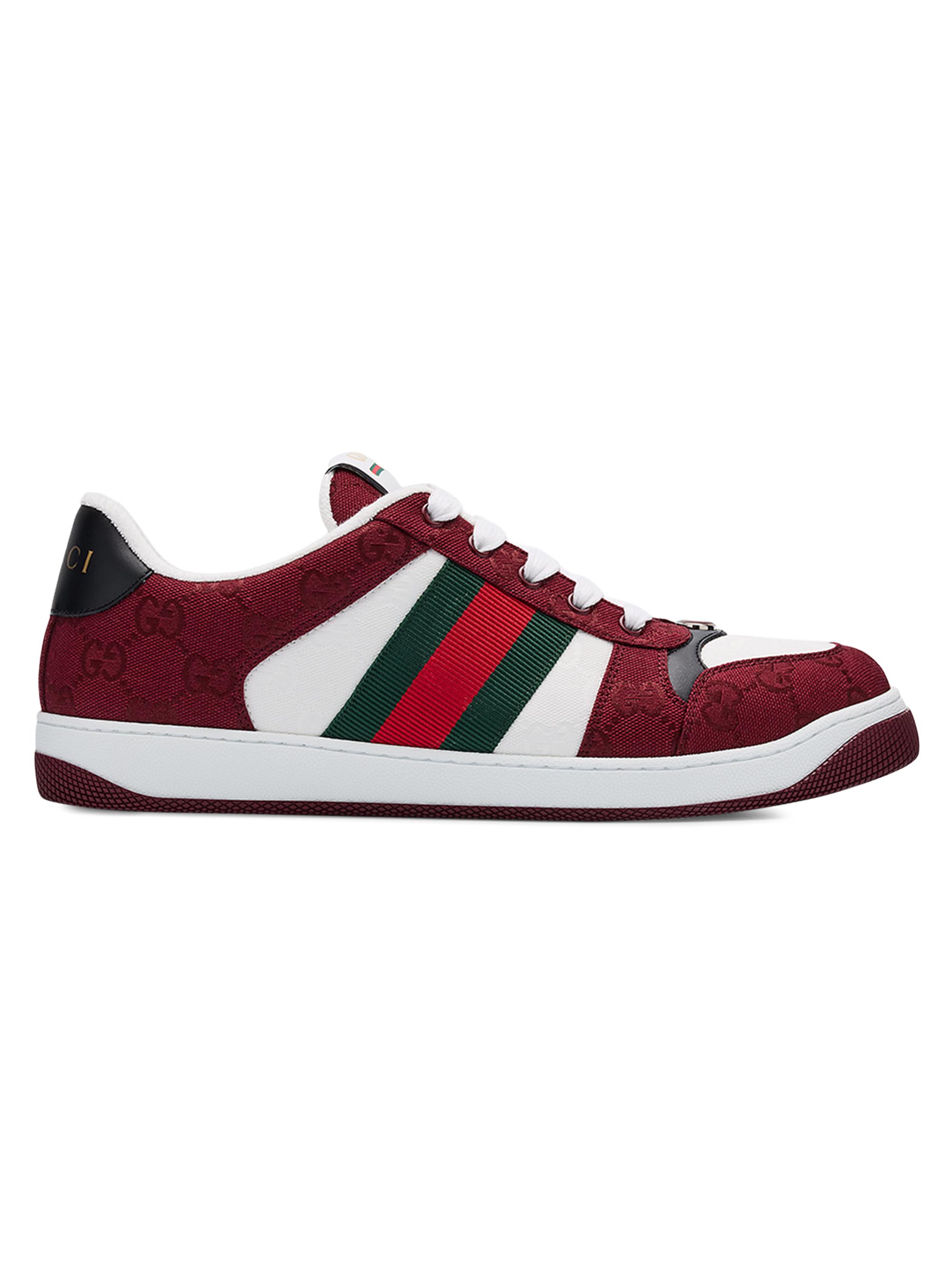 Gucci Men's Screener GG Canvas Low-Top Sneakers - Red White