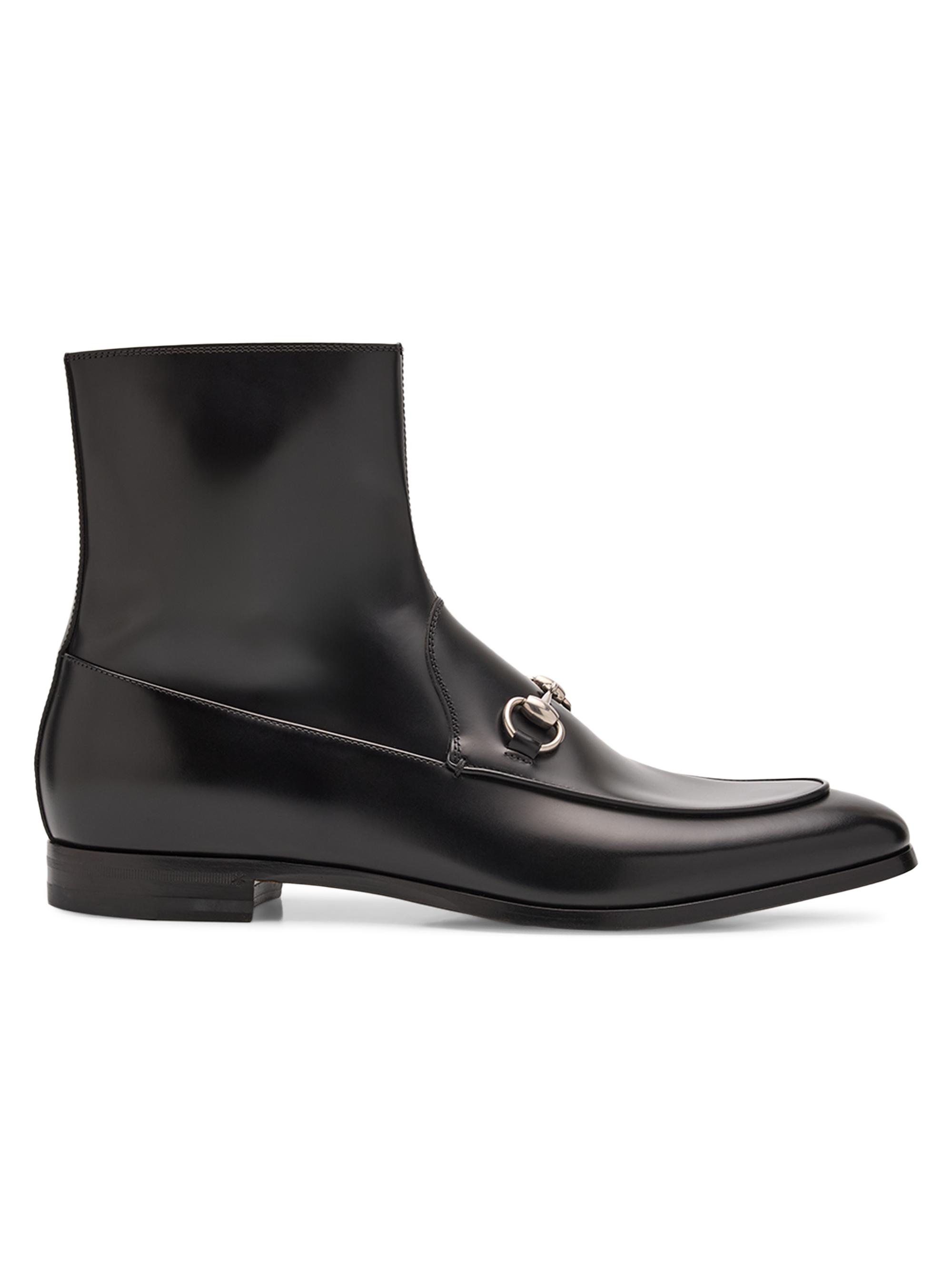 Gucci Men's Next Horsebit Leather Ankle Boots - Black