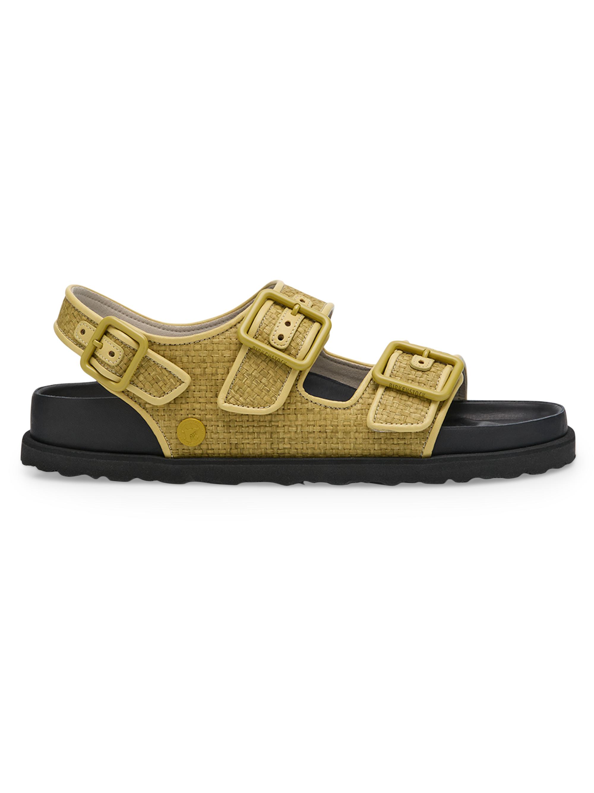 Milano Dual-Buckle Raffia Slingback Sandals