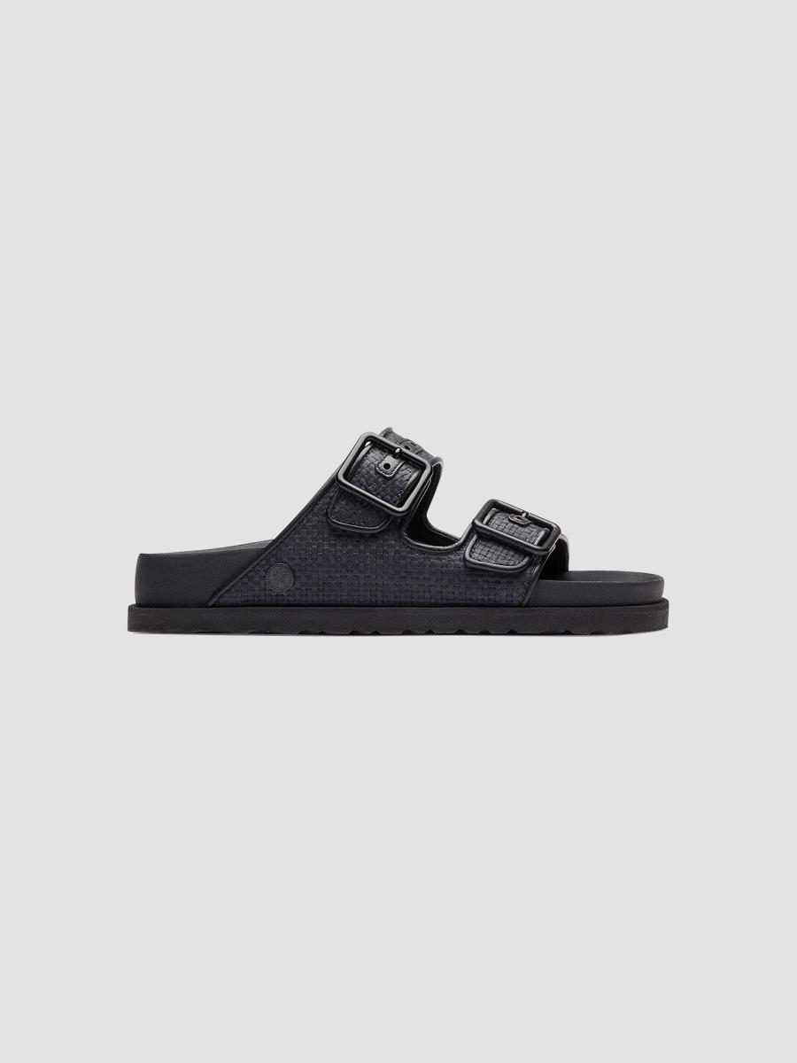 BIRKENSTOCK Arizona Raffia Dual-Buckle Slide Sandals | Saks Fifth