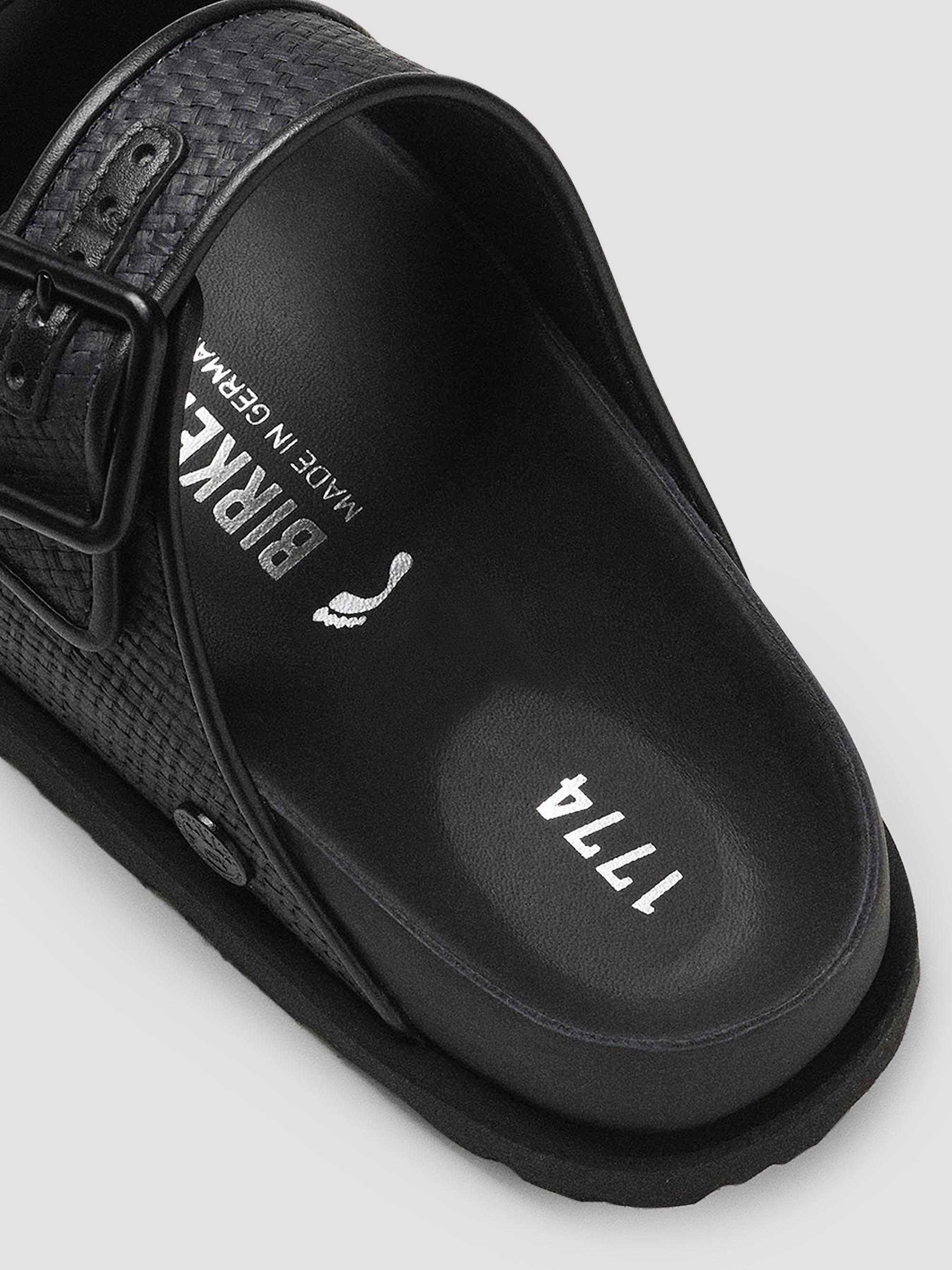 Birkenstock Arizona Raffia Dual-Buckle Slide Sandals | Saks Fifth