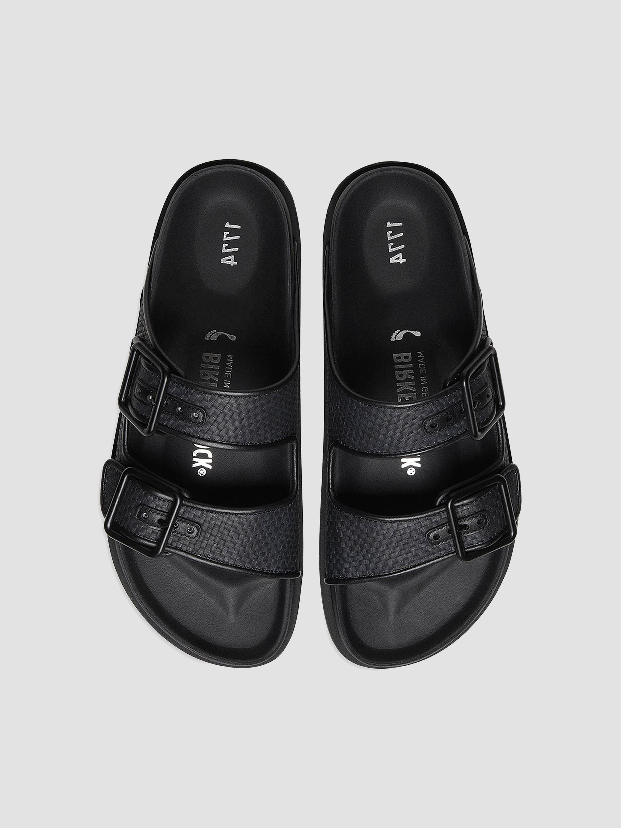 Birkenstock Arizona Raffia Dual-Buckle Slide Sandals | Saks Fifth