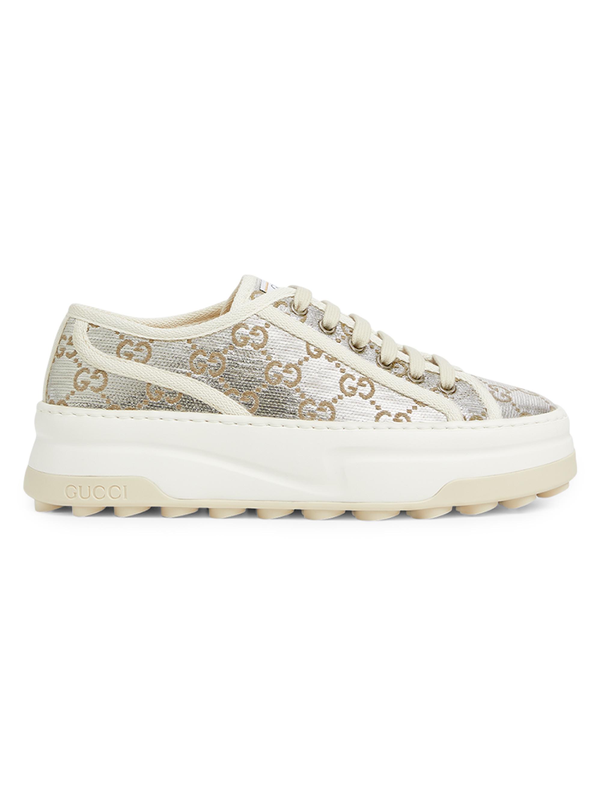 Gucci Tennis Treck GG Metallic Flatform Sneakers | Saks Fifth Avenue