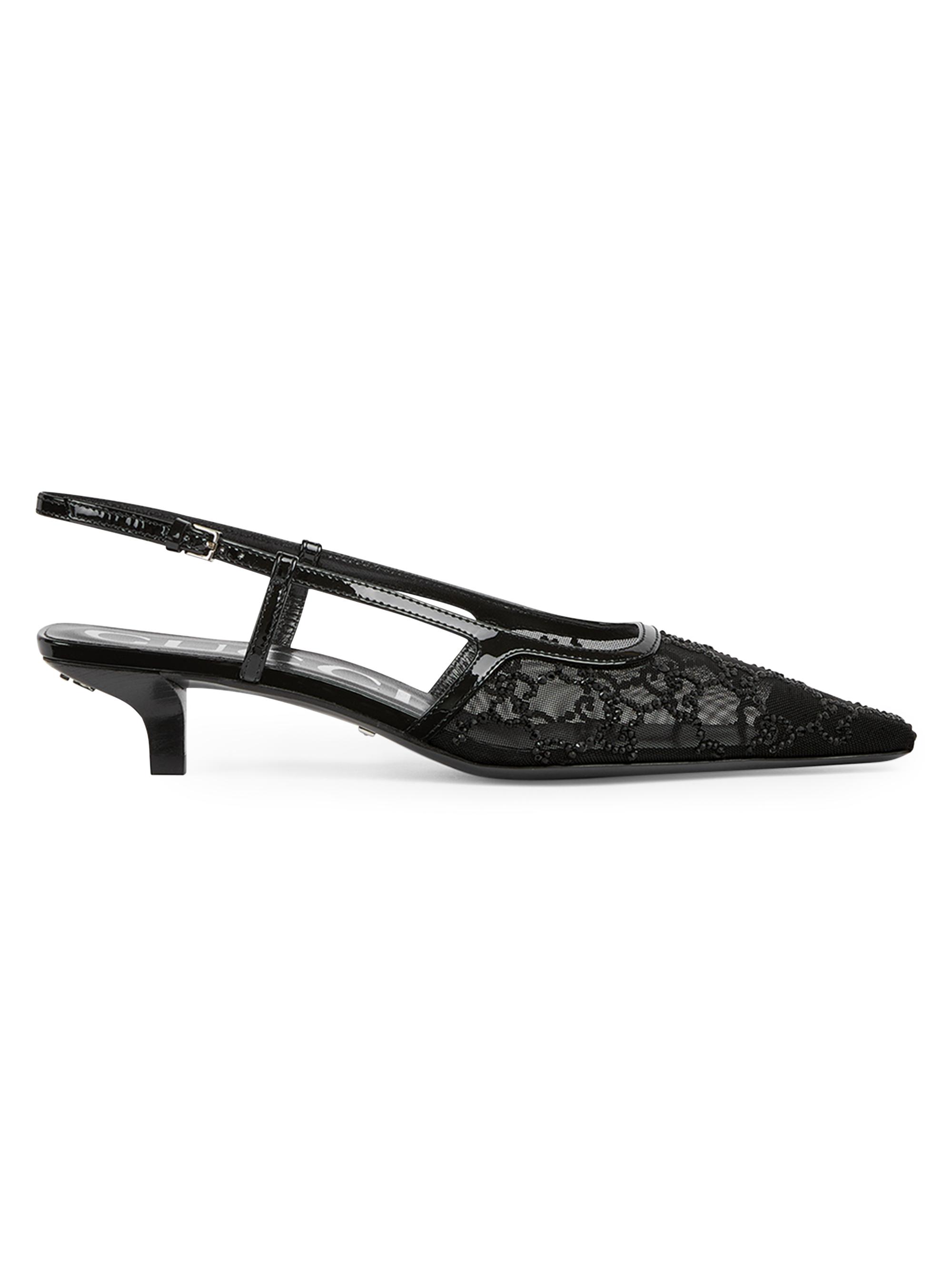 Gucci Women's Demi 35MM Crystal Mesh Slingback Pumps - Black