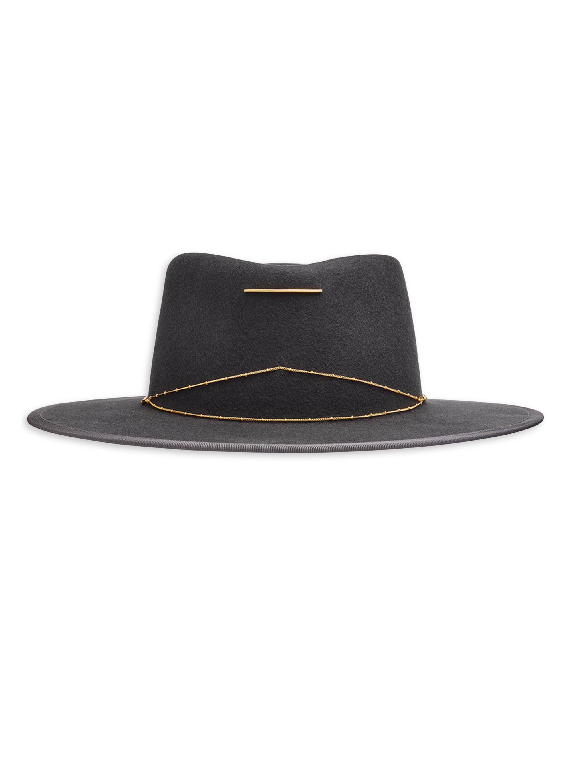Van Palma Women's Anna Draped Chain Merino Wool Fedora - Charcoal