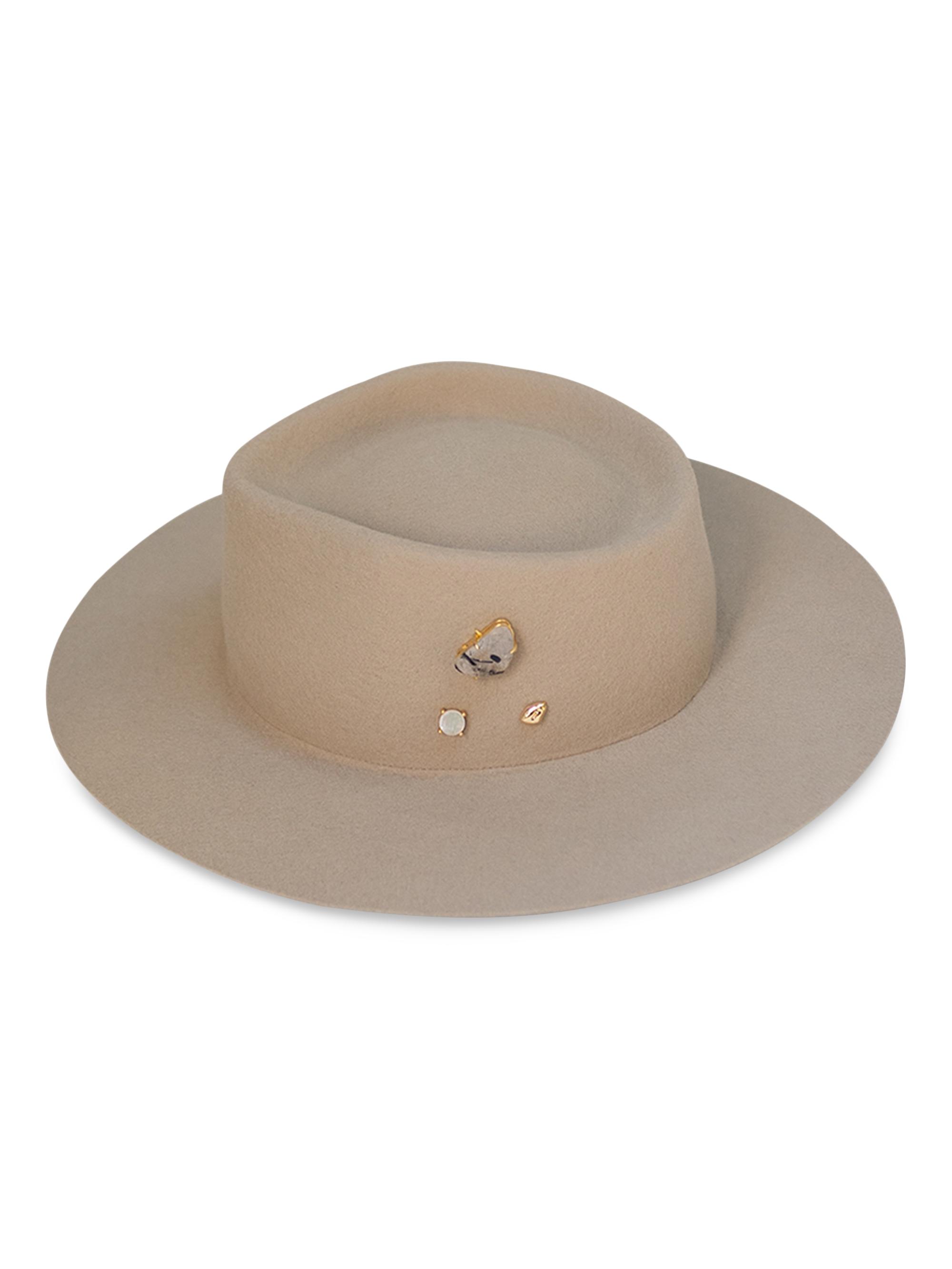 Van Palma Women's Georgina Embellished Wool Felt Fedora Hat -